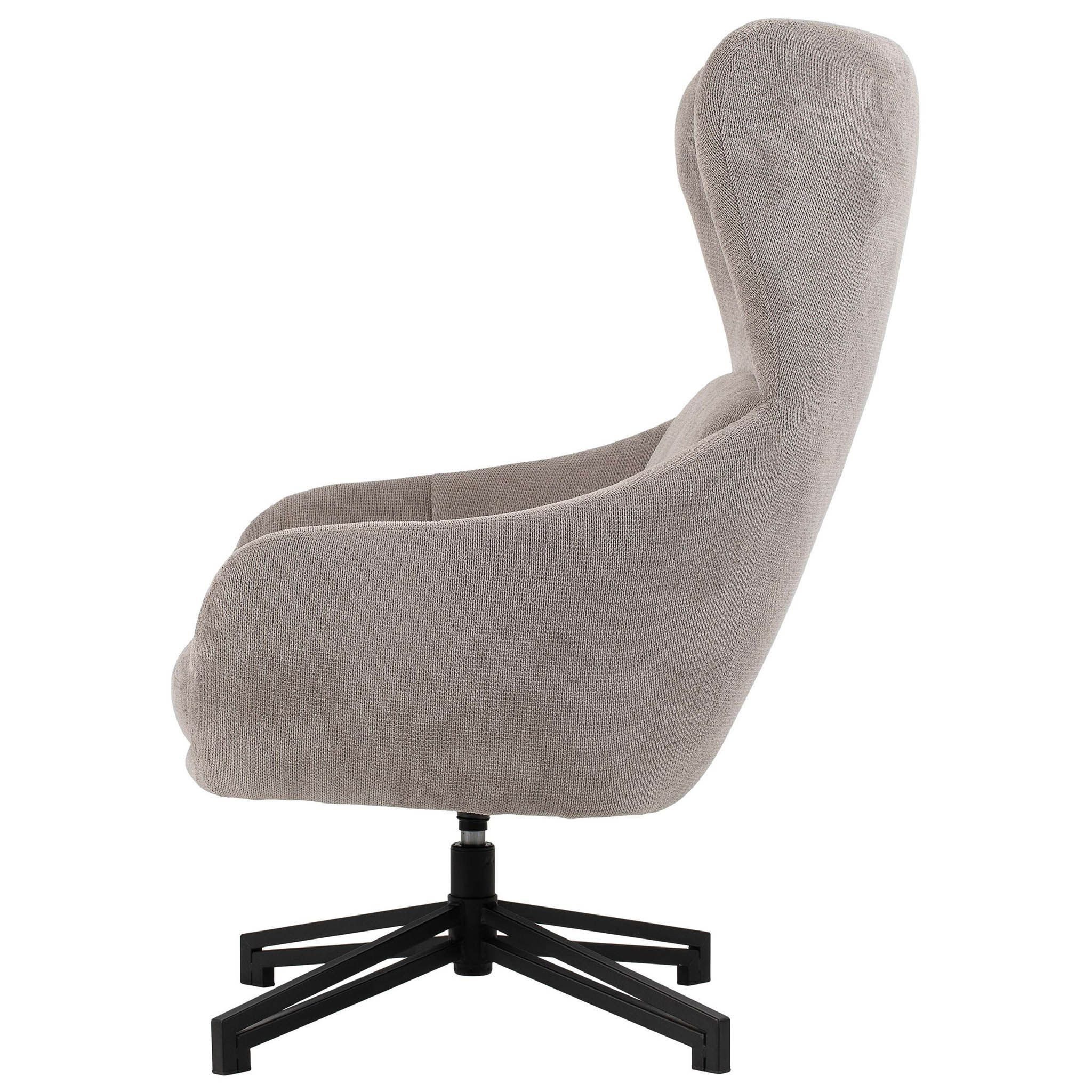 bene living Ohrensessel Marconia - drehbar - hellgrau (Indoor-Möbelset, 1-St), durchgehende Arm- und Rückenlehne - stabiles Metall-Gestell