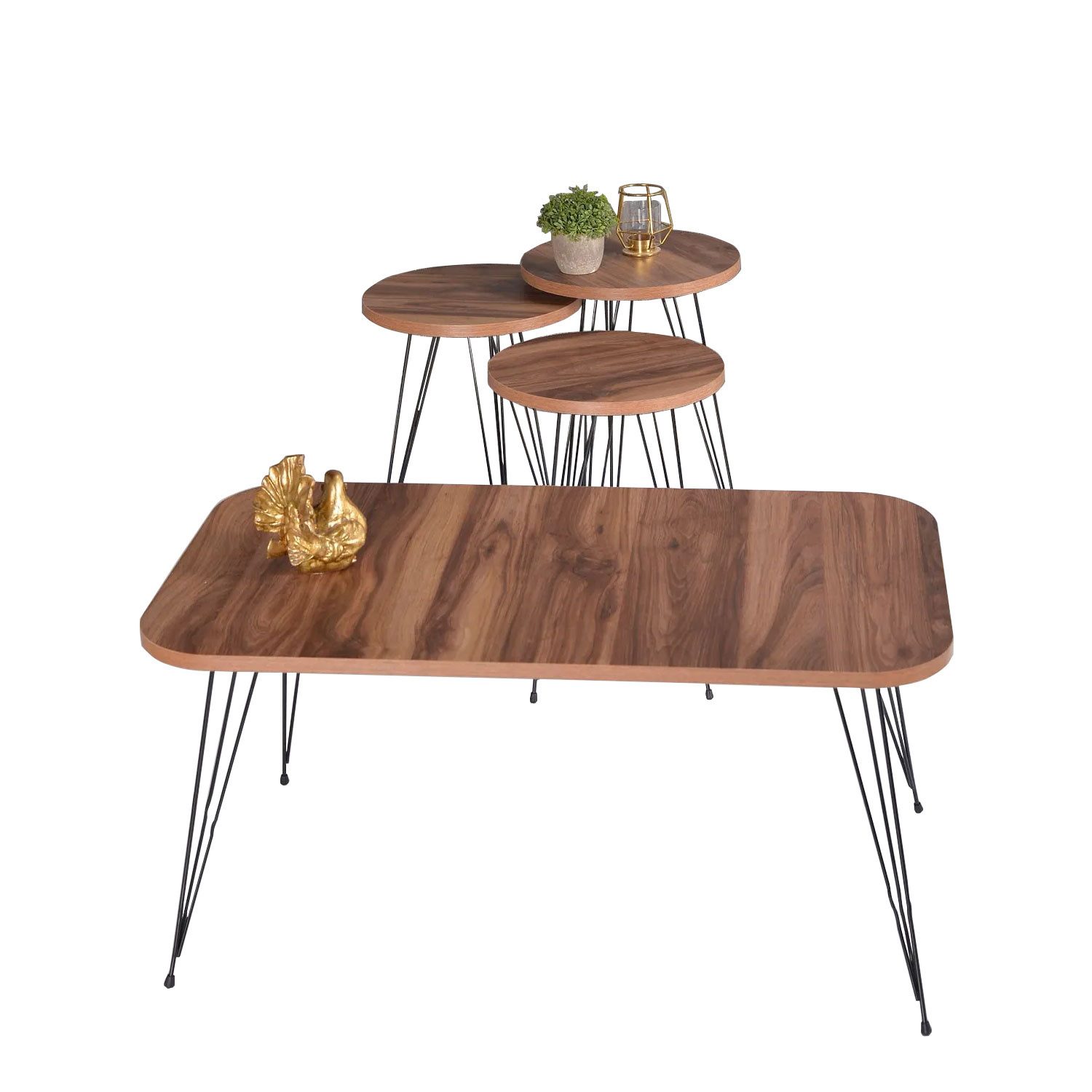 Jungengel Couchtisch Wohnzimmer Set 4-teilig Holzoptik Beistelltisch Satzti günstig online kaufen