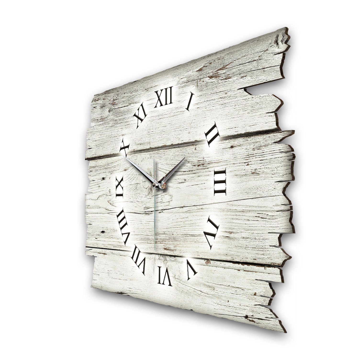 Kreative Feder Funkwanduhr Design-Wanduhr „Holz-Design weiß“ günstig online kaufen