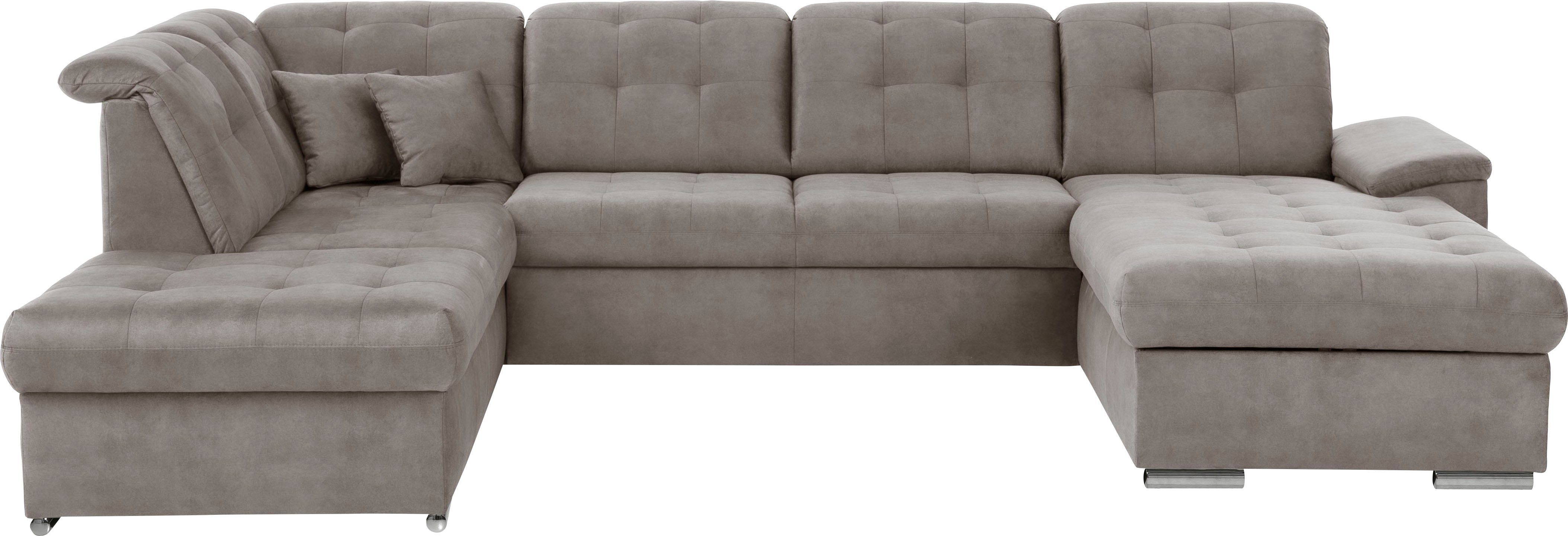 exxpo - sofa fashion Wohnlandschaft Durango, aufwendige Sitz- und Rückenverarbeitung, bequem, U-Form, inkl. Kopfteilverstellung, wahlweise mit Bettfunktion und Bettkasten
