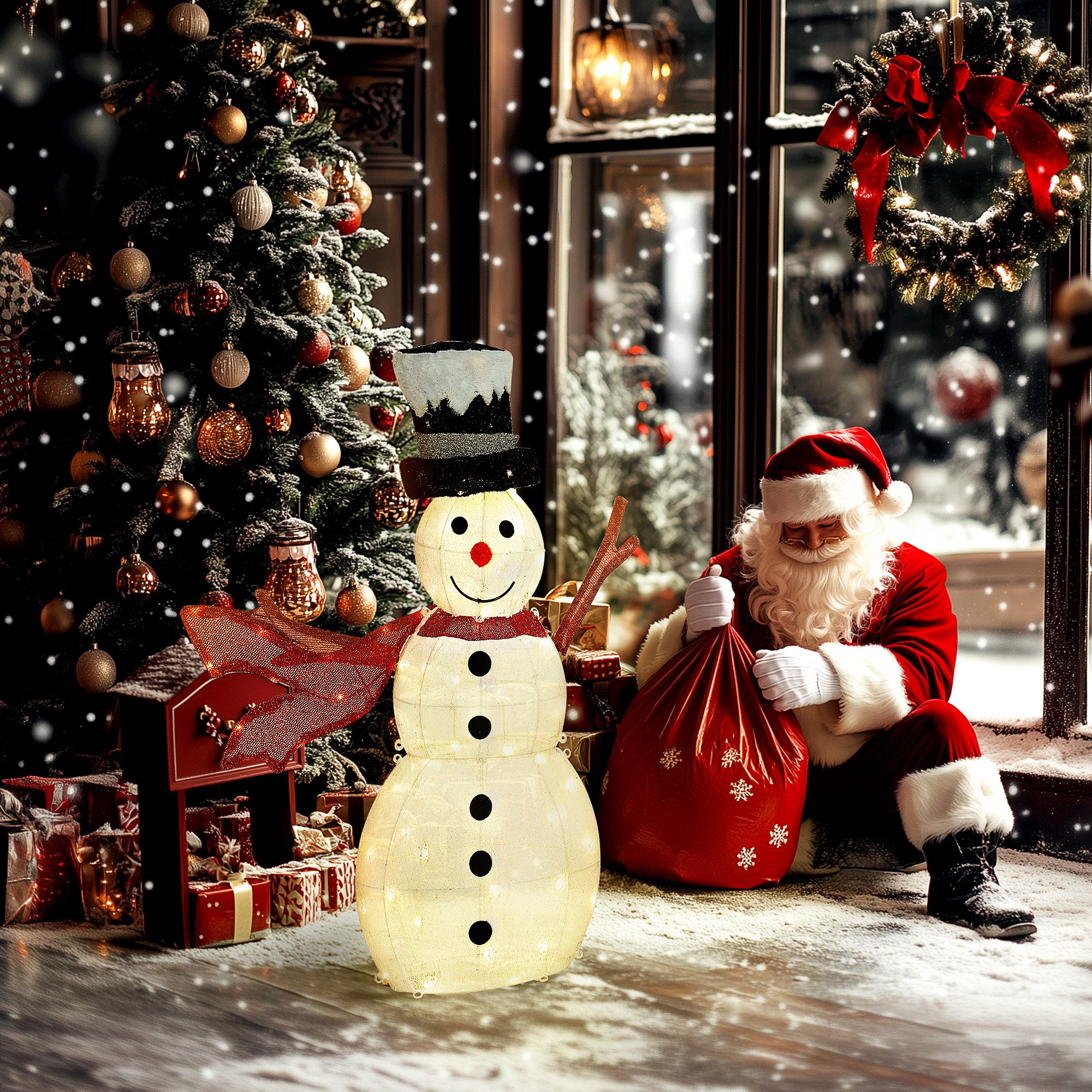 Outsunny Weihnachtsfigur mit 78 LEDs (Weihnachtsdekoration, 1 St., Schneema günstig online kaufen