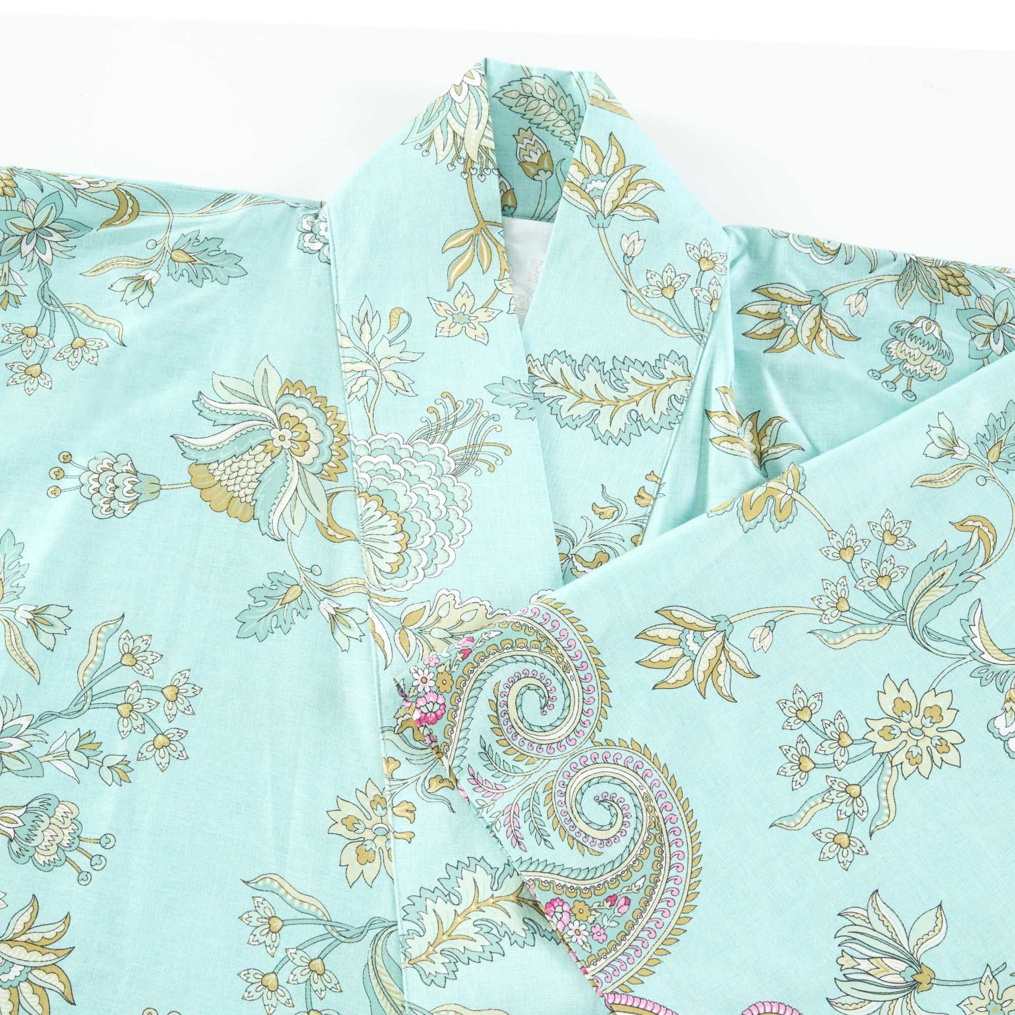 Bassetti Kimono IND ROSES, lang, Baumwolle, Gürtel, aus hochwertigem Baumwollsatin