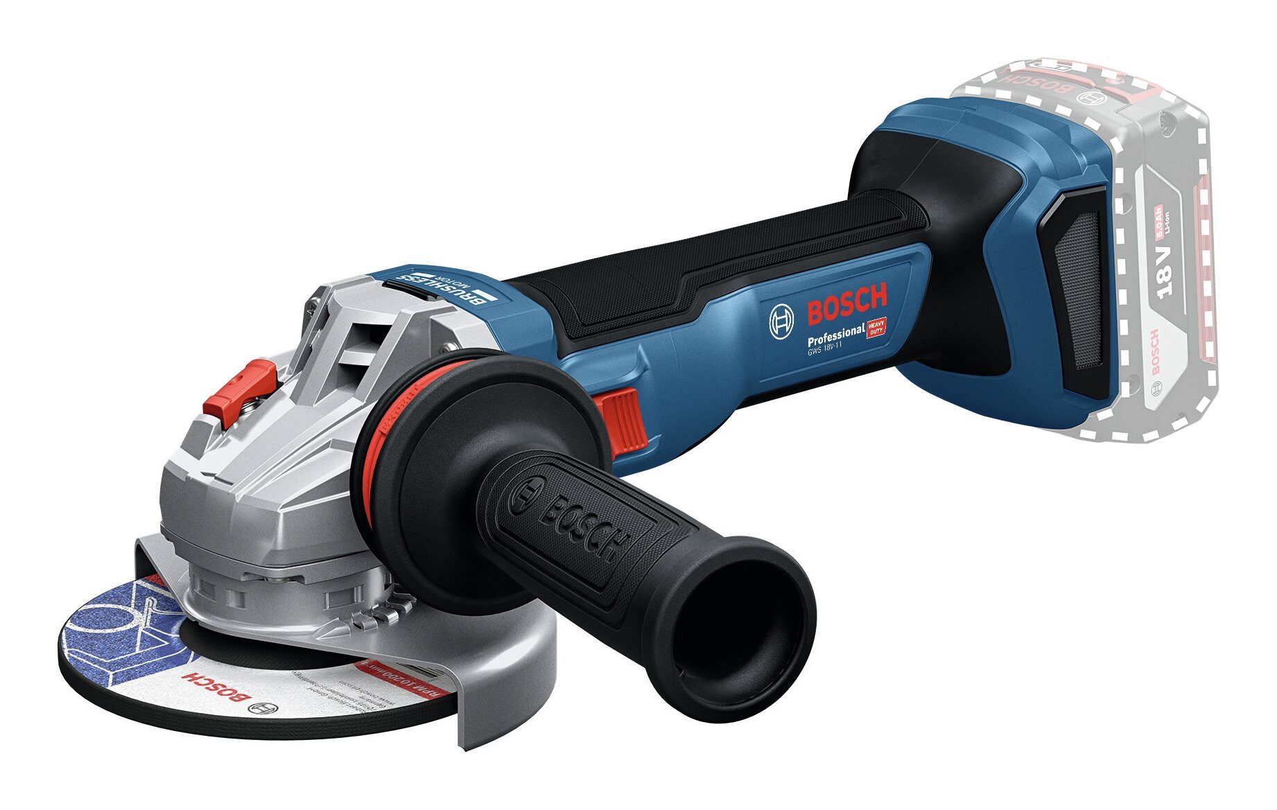 BOSCH Akku-Winkelschleifer GWS 18V-11, max. 9000 U/min, Ohne Akku - in L-BOXX 136