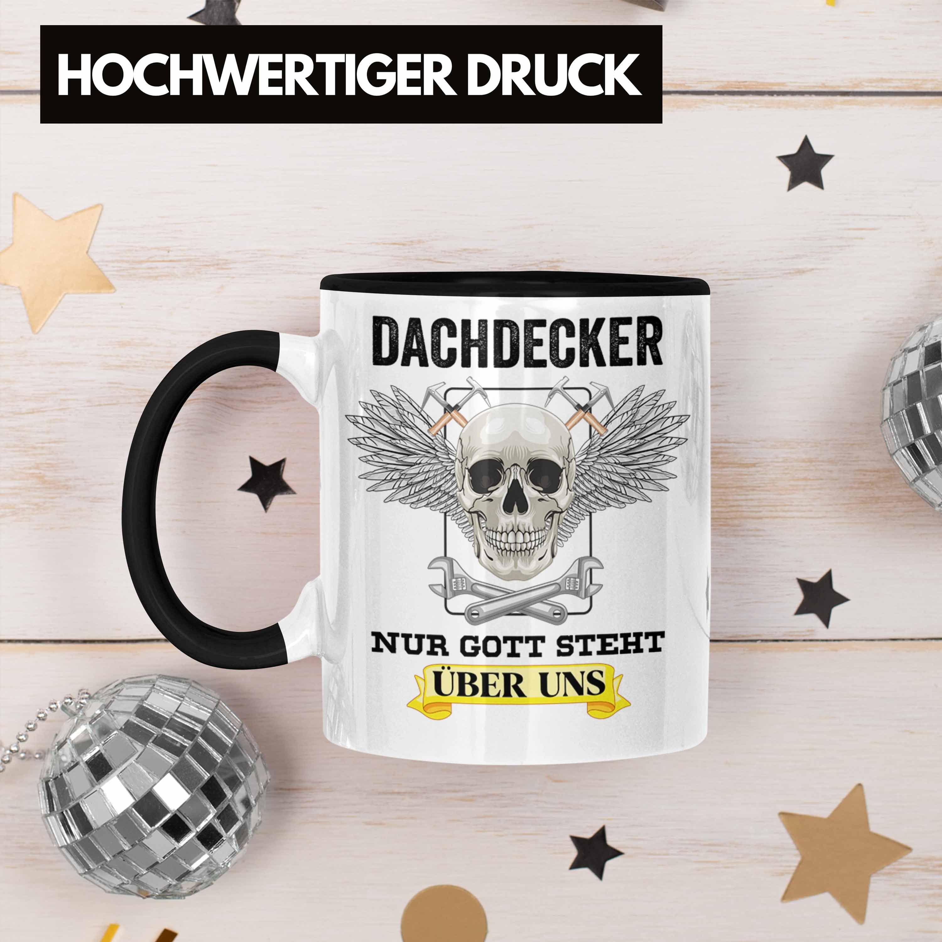 - Schwarz Tasse Trendation Dachdecker Männer Geschenke Tasse Mann Dachdecker-Meister Totenkopf Kaffeetasse Geschenkidee Lustig Zubehör Trendation