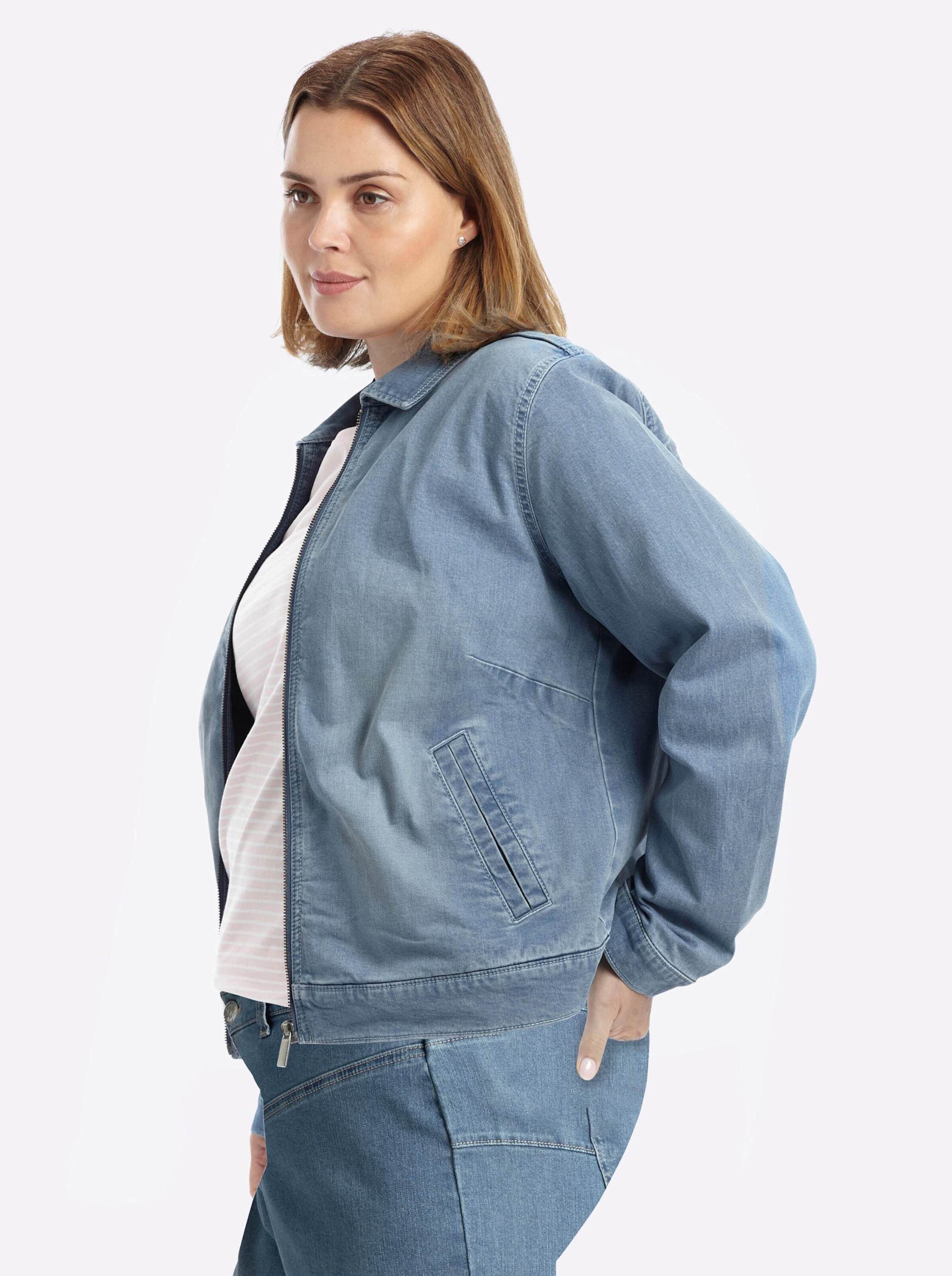 Sheego Blusenblazer Jeansblazer Langarm