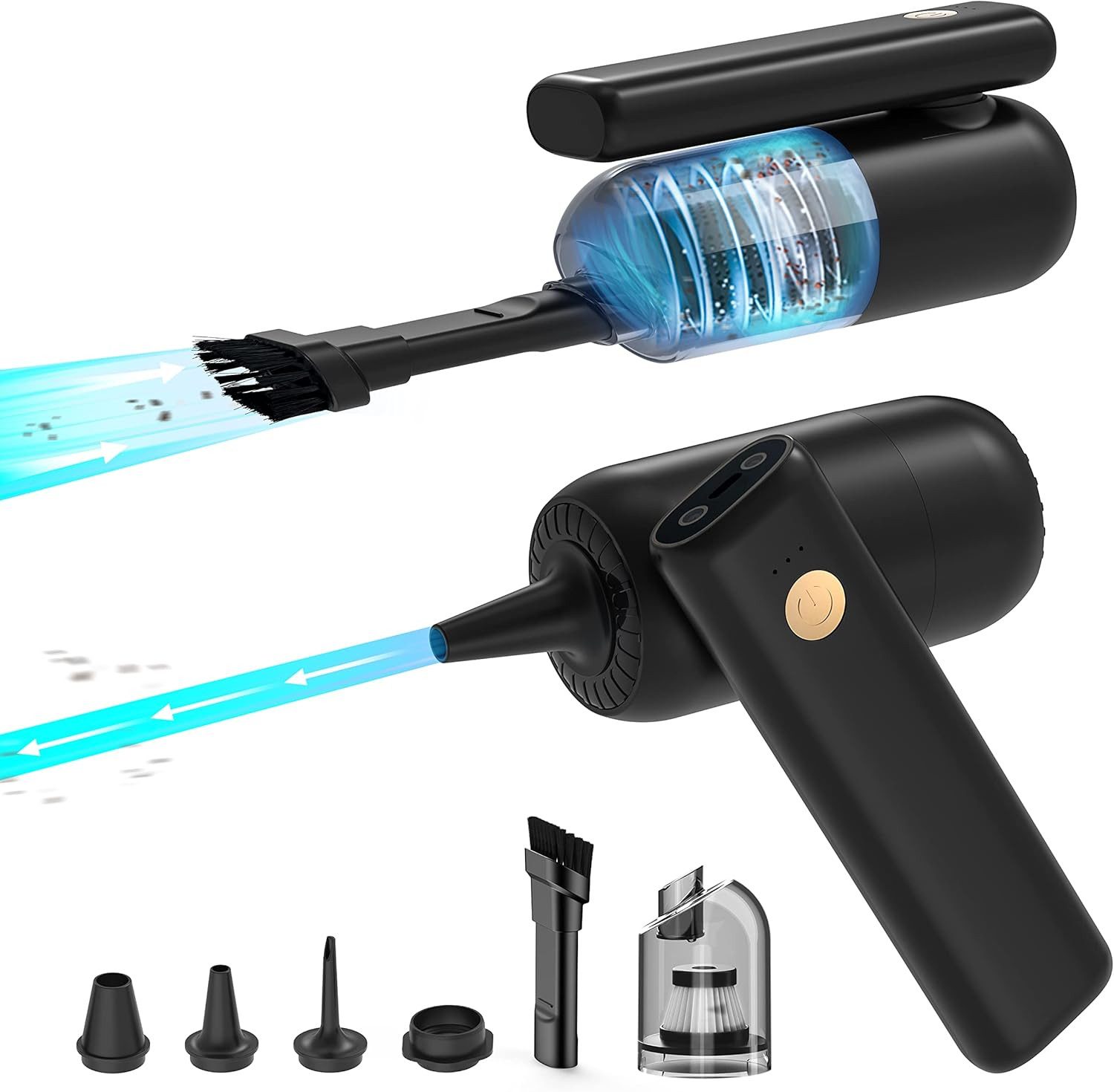 MOPUEA Handstaubsauger 9000Pa USB aufladbar Tragbar Leicht Mini Staubsauger, 70 W, 120,00 W, 4000mAh Auto-Staubsauger, Nass & Trocken Handsauger