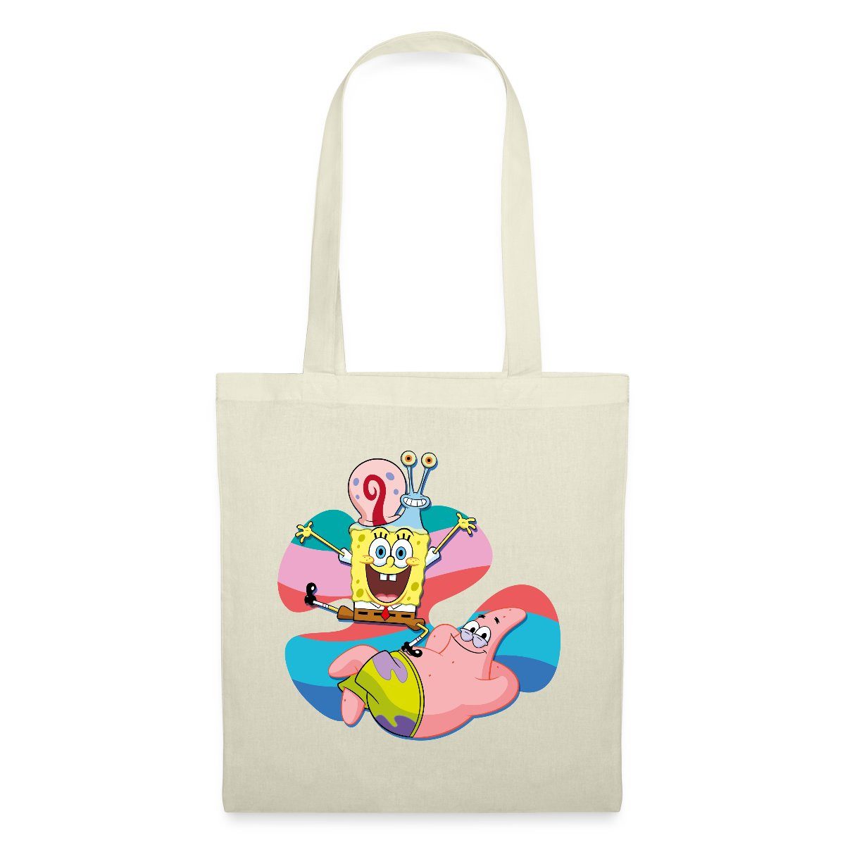 Spreadshirt Henkeltasche SpongeBob Schwammkopf Patrick Gary Die Schnecke Stoffbeutel (1-tlg)