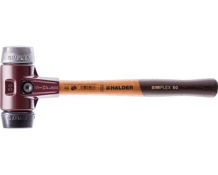 Halder KG Hammer SIMPLEX-Schonhämmer mit Stahlgussgehäuse hochwertigen Holzstie Ø=60 mm
