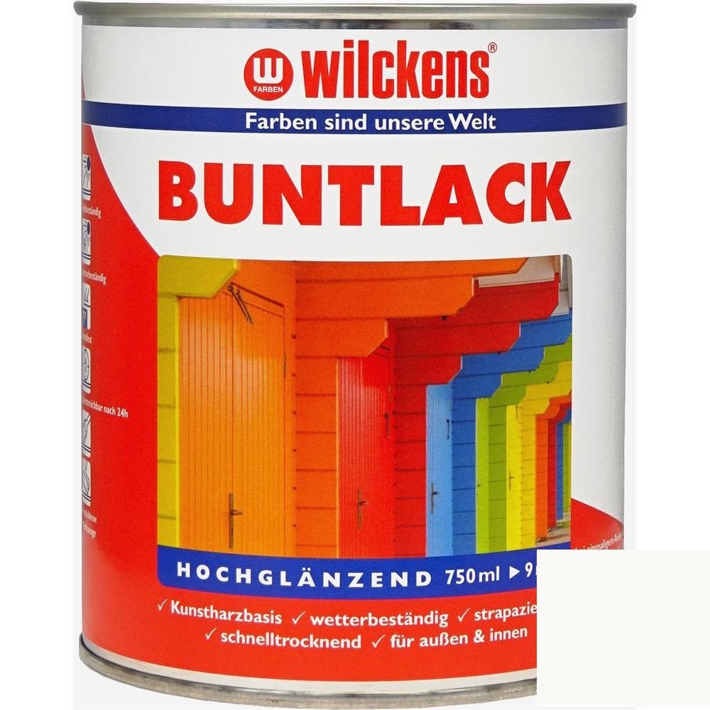 Wilckens Farben Kunstharzlack Buntlack Lack, hochglänzend, Reinweiß RAL 9010, 750 ml