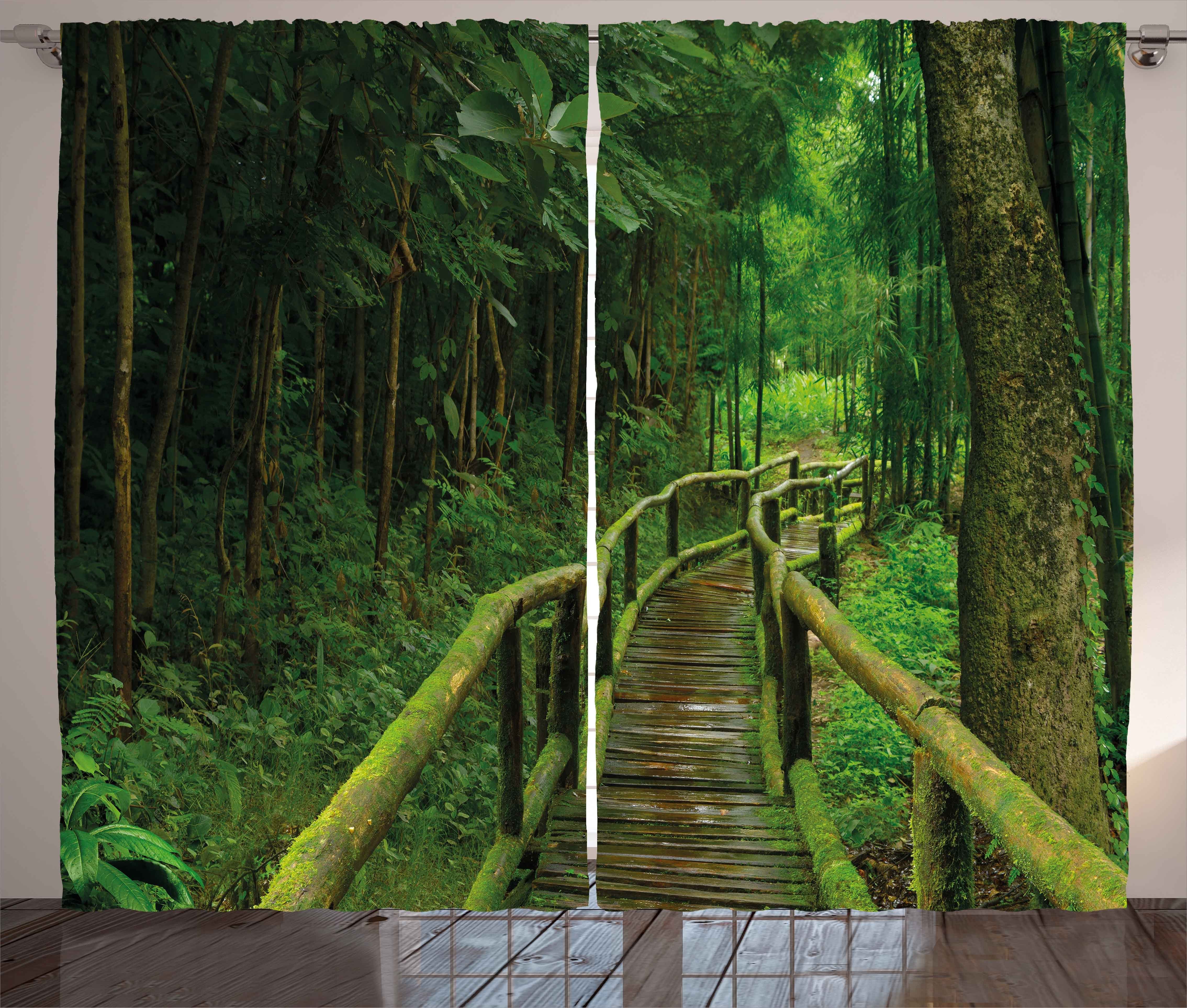 in mit Vorhang Abakuhaus, Schlaufen und Kräuselband Thailand Schlafzimmer Haken, Regenwald Dschungel Gardine