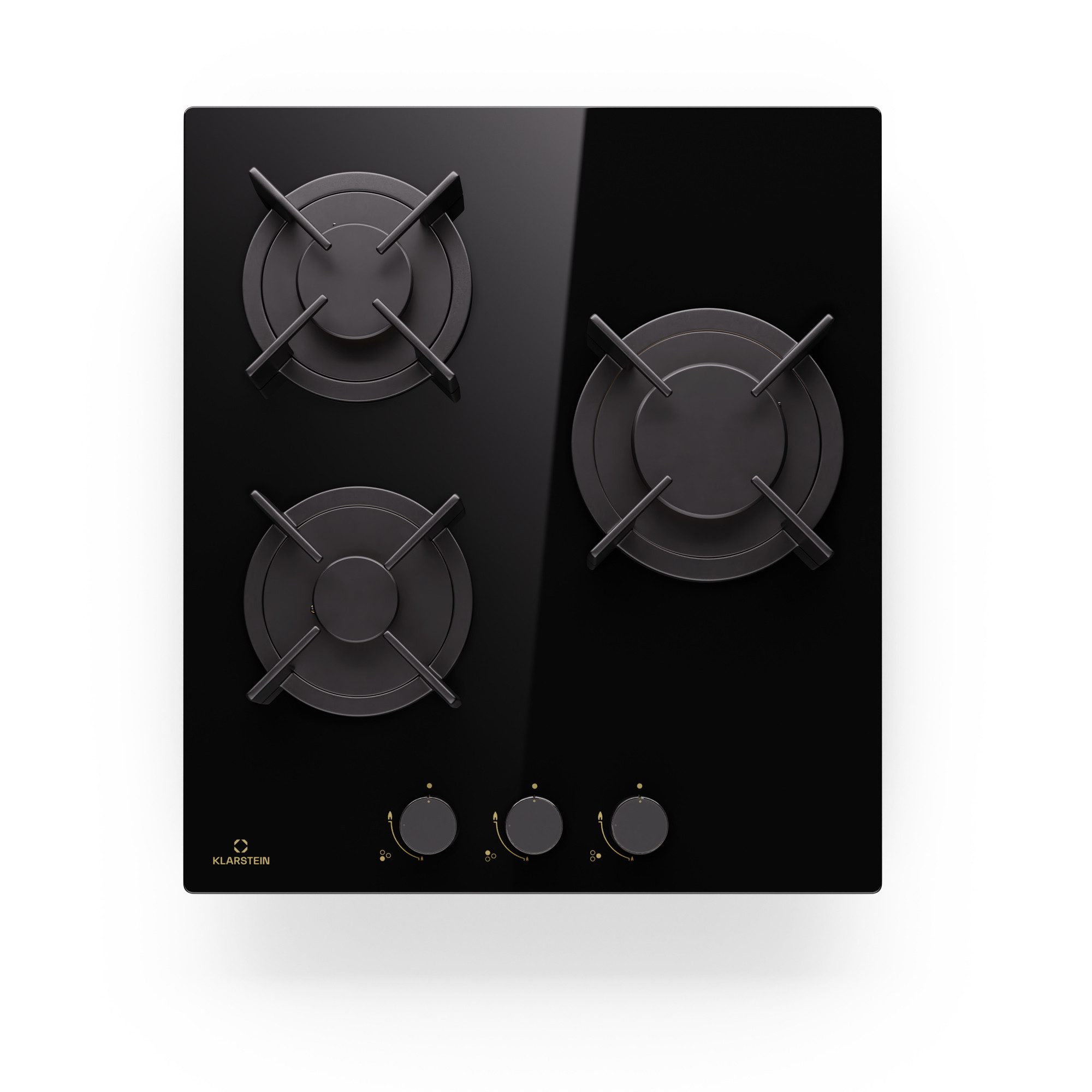 Klarstein Gas-Kochfeld Goldflame 3 45cm, Kochfelder Gas Hob 3 Zonen Glaskeramik Einbau
