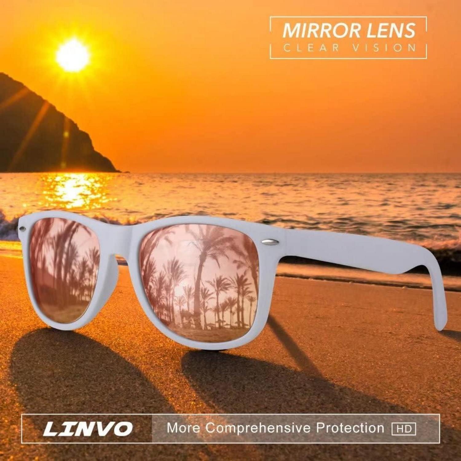 LuxusKollektion Retrosonnenbrille Sonnenbrille Polarisiert Unisex 1 Mattweiß Rahmen Revo Roségold Linse