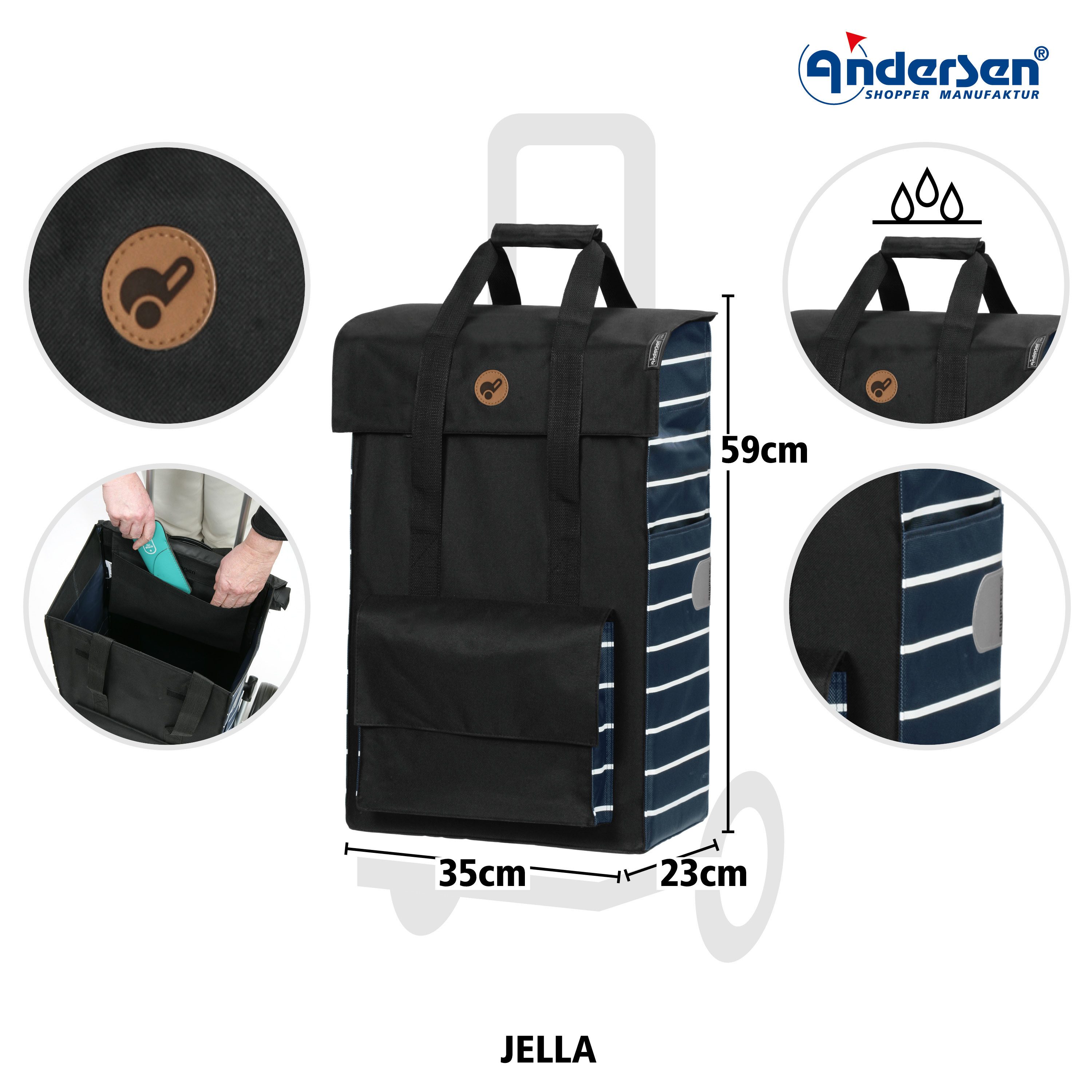 Andersen Einkaufstrolley Tasche Jella blau, wasserabweisend günstig online kaufen
