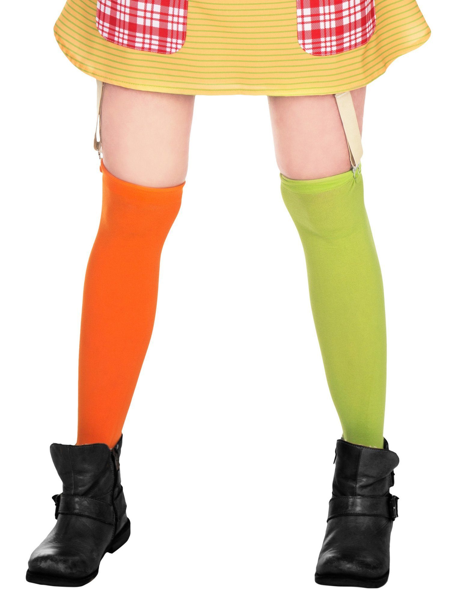 Maskworld Overknees Pippi Langstrumpf Strümpfe - Kniestrümpfe Original Pippi Langstrumpf Strümpfe für Erwachsene
