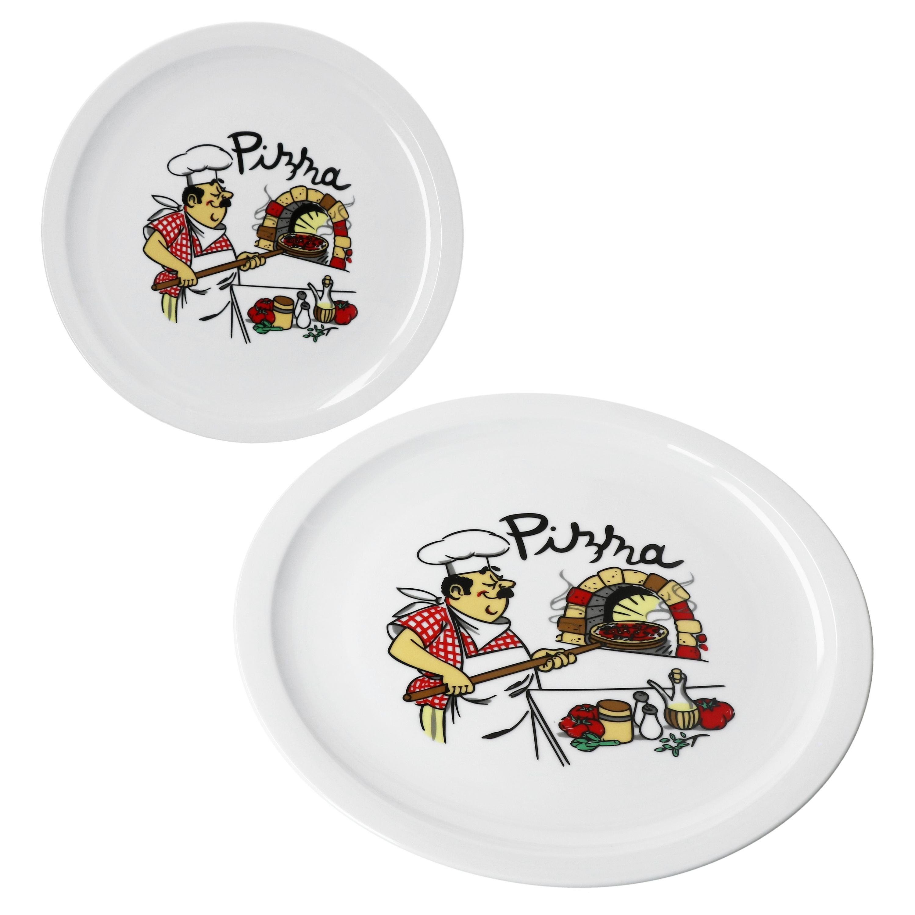 MamboCat Pizzateller 2er Set Luigi Pizzateller Ø30,5cm 2 Personen XL-Teller Pizza Bäcker