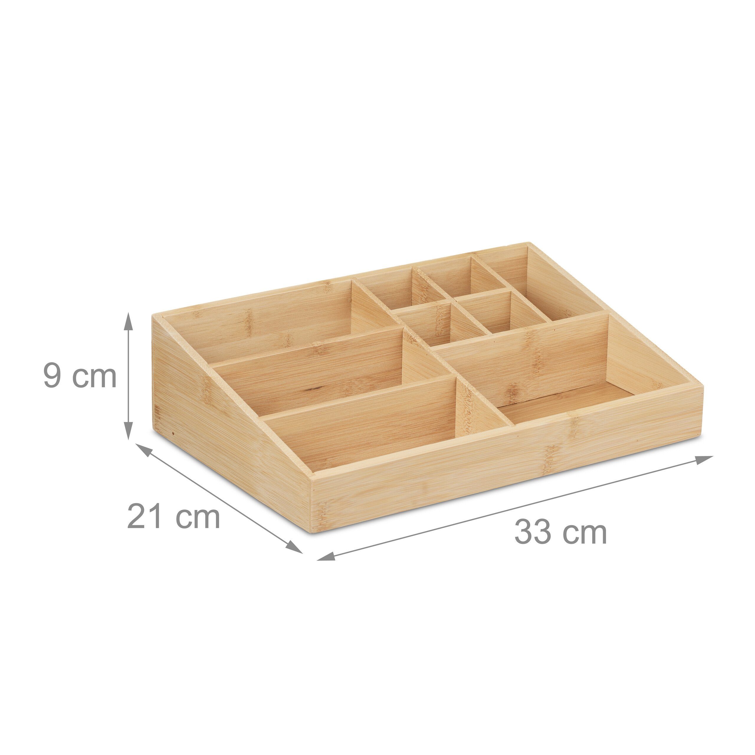 relaxdays Organizer Bambus Schreibtisch Organizer 9 Fächer
