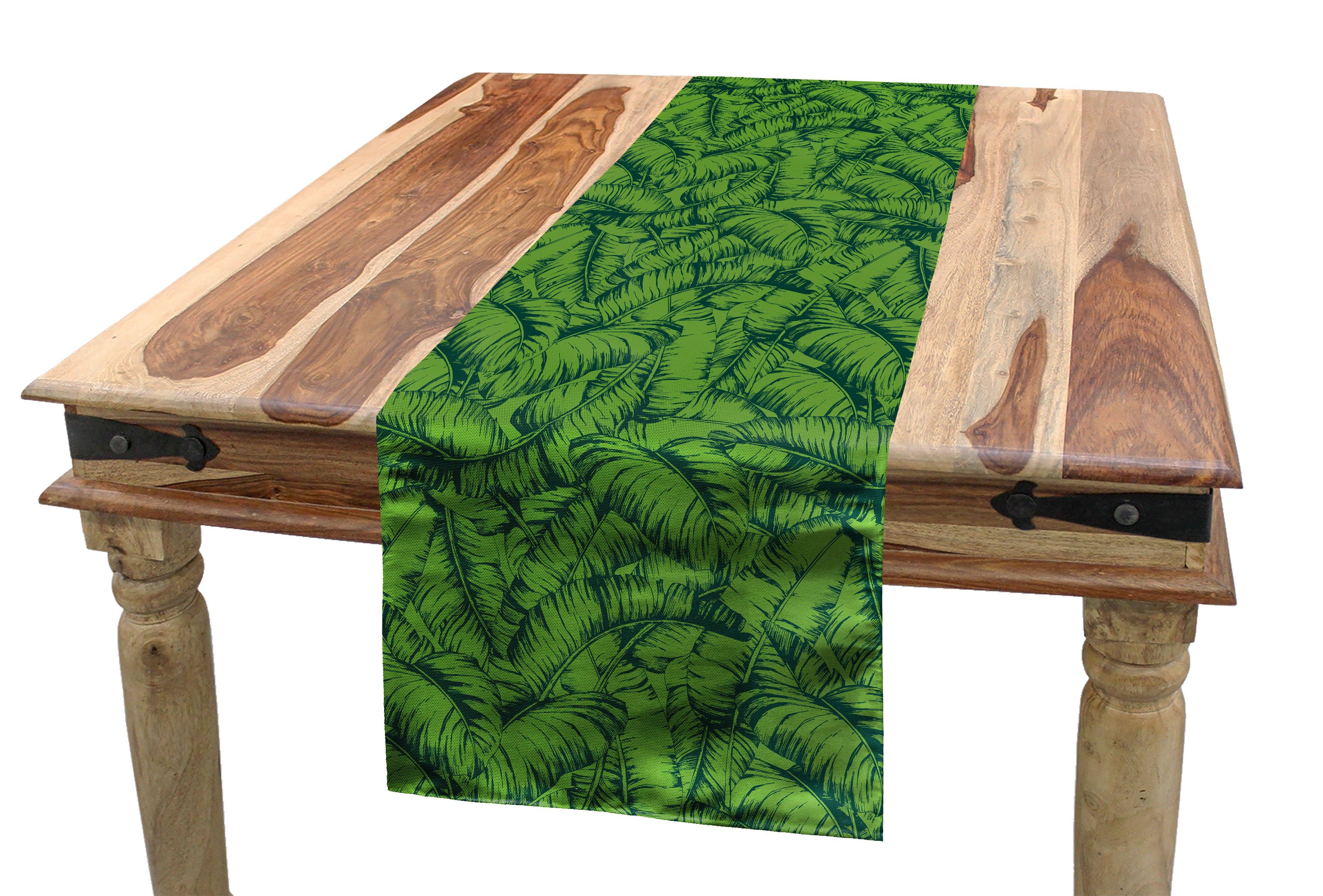 Abakuhaus Tischläufer Esszimmer Küche Rechteckiger Dekorativer Tischläufer, Exotisch Clutter von Bananenblättern