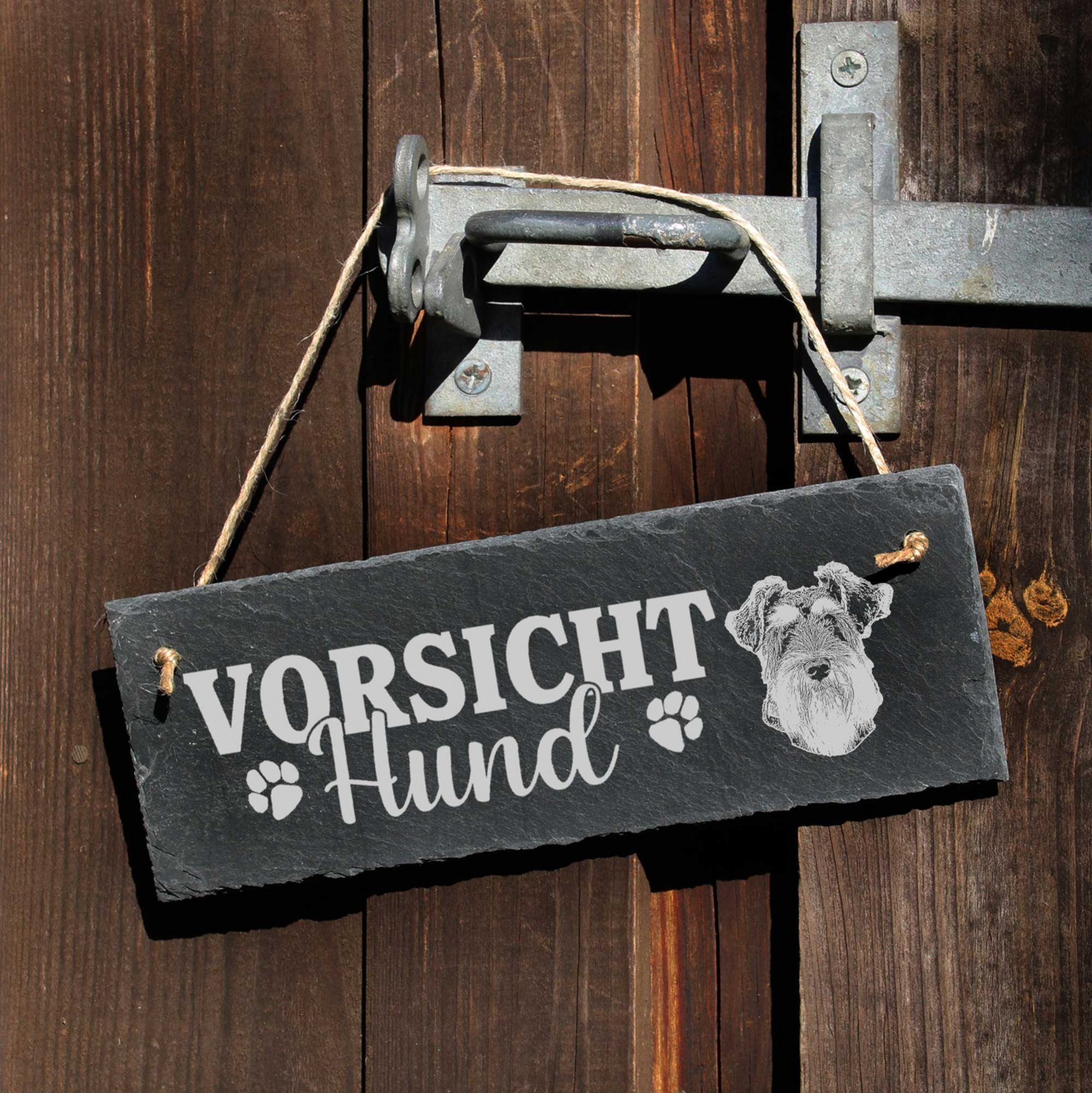 Dekolando Hängedekoration Vorsicht Hund Zwergschnauzer 22x8cm Schild