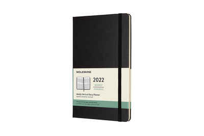 MOLESKINE Buchkalender, 12 Monate Wochenkalender 2022 - Vertikal - Fester Einband - Englischer Kalender - 1 Wo = 1 Seite - Schwarz