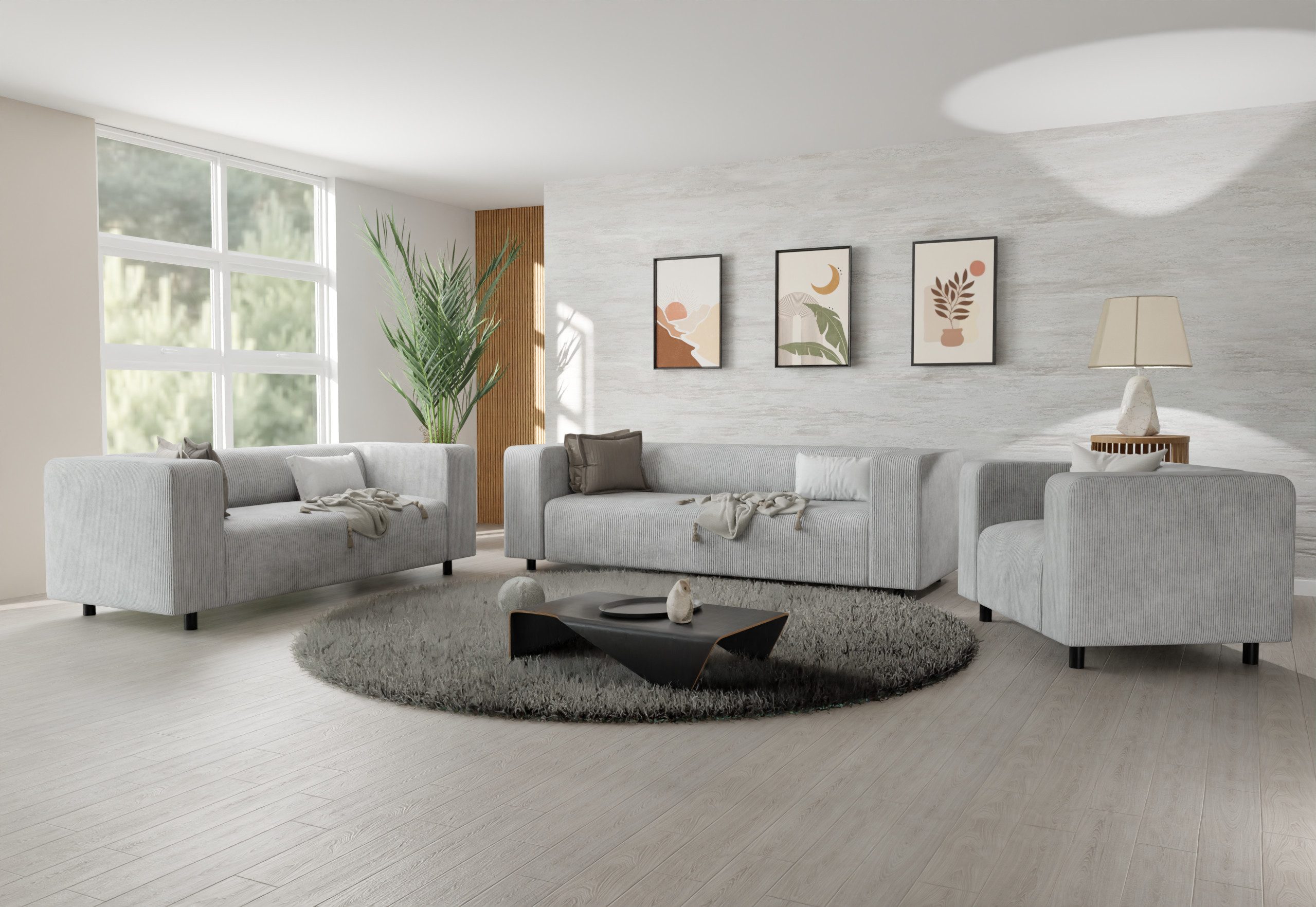 S-Style Möbel Polstergarnitur 3+2+1 Gustav aus Cord-Stoff mit bequemem Sitz günstig online kaufen