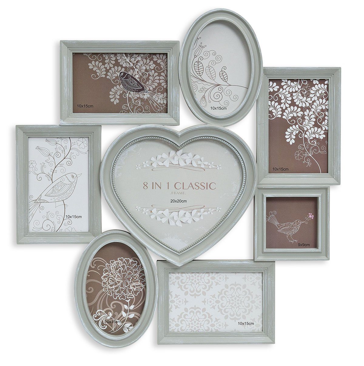 Levandeo® Bilderrahmen Collage, Fotorahmen Bilderrahmen 49x50cm Herz Grau 8 günstig online kaufen