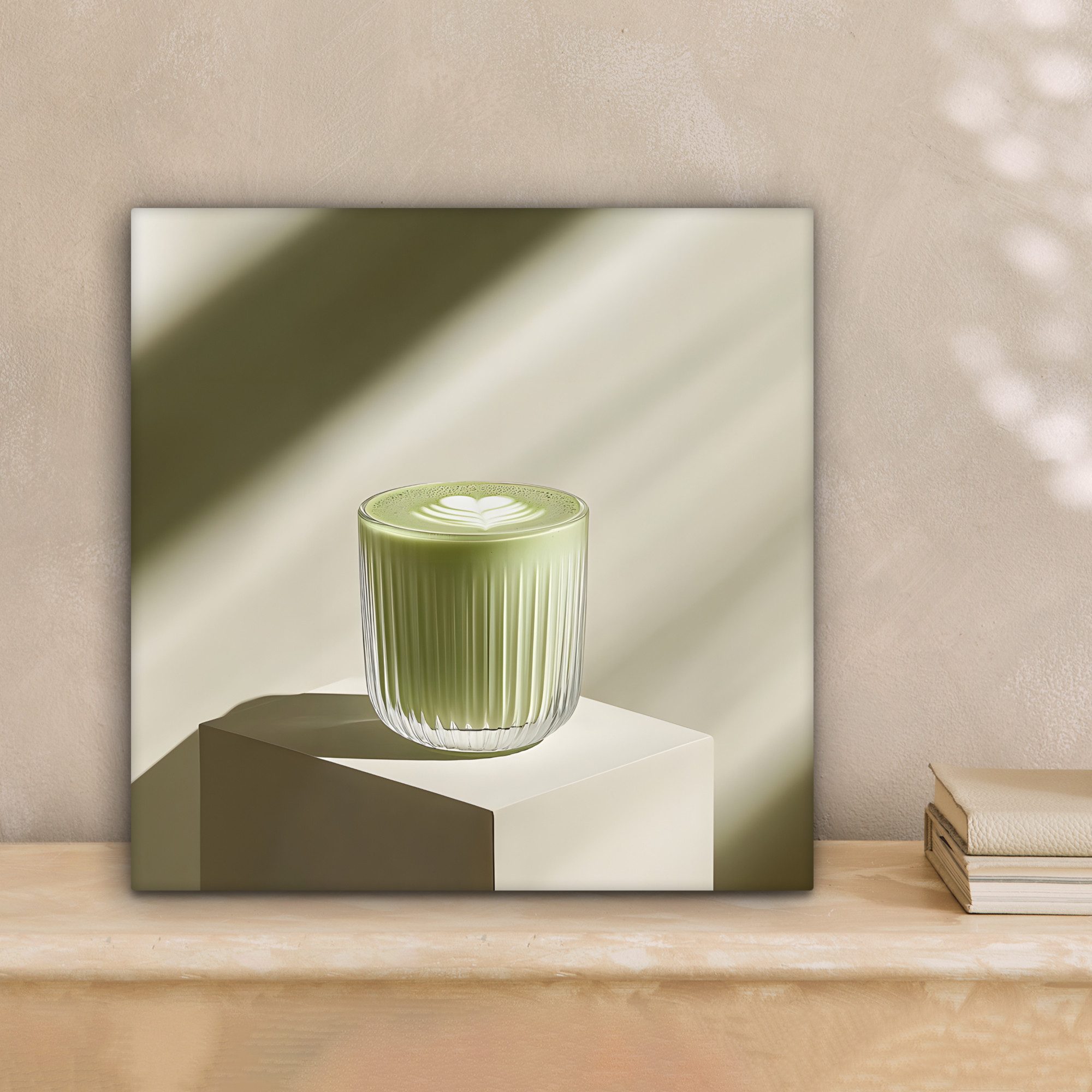 OneMillionCanvasses® Leinwandbild Matcha - Glas - Grün - Minimalistisch, Fo günstig online kaufen