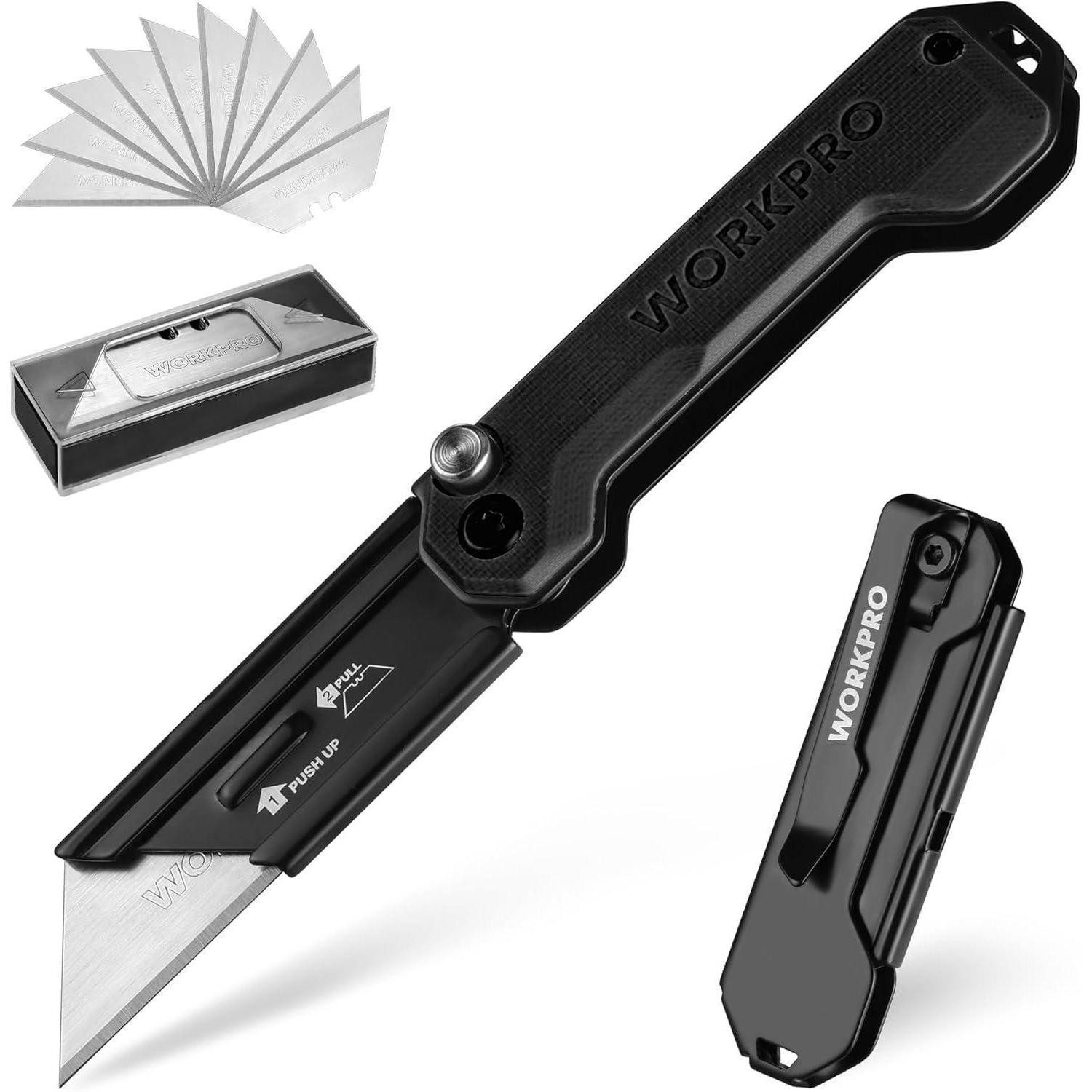 LuxusKollektion Cuttermesser Klappmesser Universalmesser G10 Griff 10 SK5 Klingen Leder Schwarz