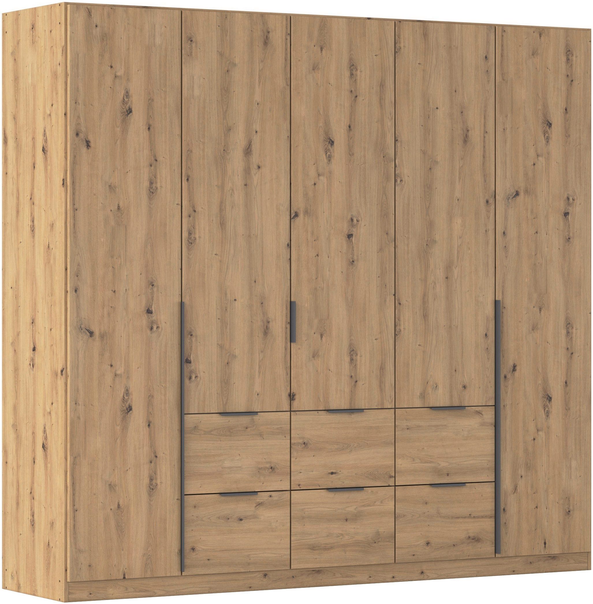 OTTO home Drehtürenschrank Kleiderschrank Schrank Garderobe AGORDO mit Dekor- oder Hochglanzfront (in zwei Griff-Farben, Breite 226 cm) mit Außenschubkästen, Serie in 7 Breiten und 2 Höhen MADE IN GERMANY