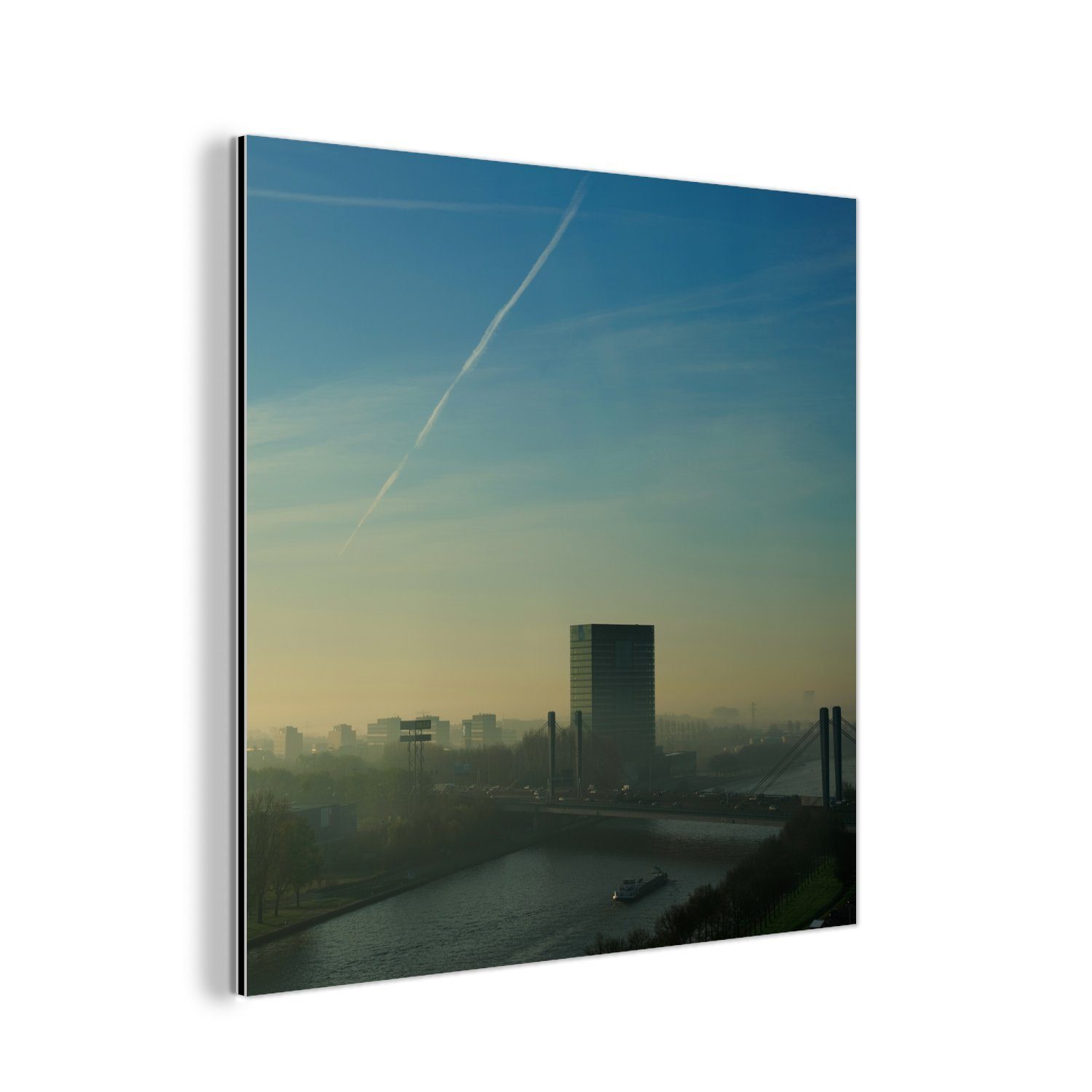 MuchoWow Metallbild Utrecht - Nebel - Luft, (1 St), Alu-Dibond-Druck, Gemälde aus Metall, Aluminium deko