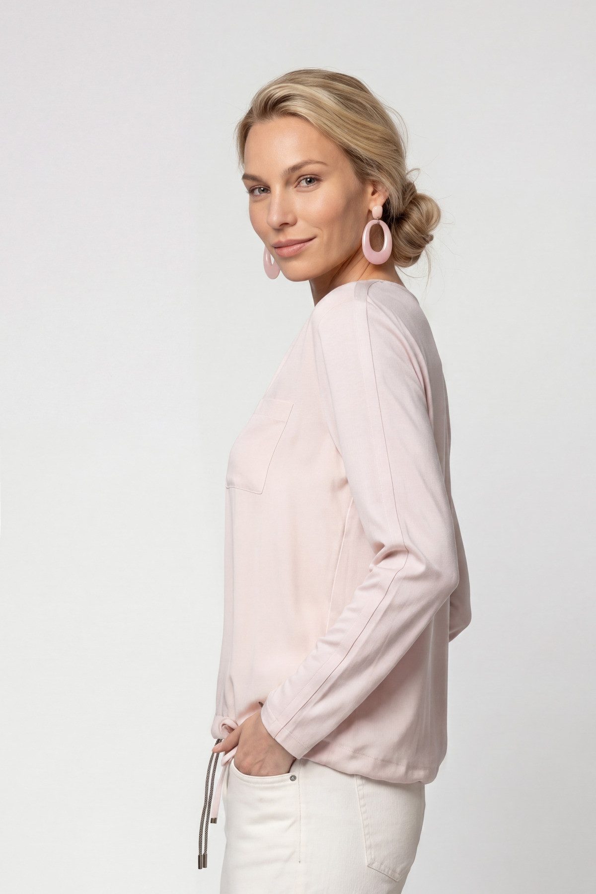 Monari Schlupfbluse Schluse Basic Schmuck Regular fit mit V-Ausschnitt