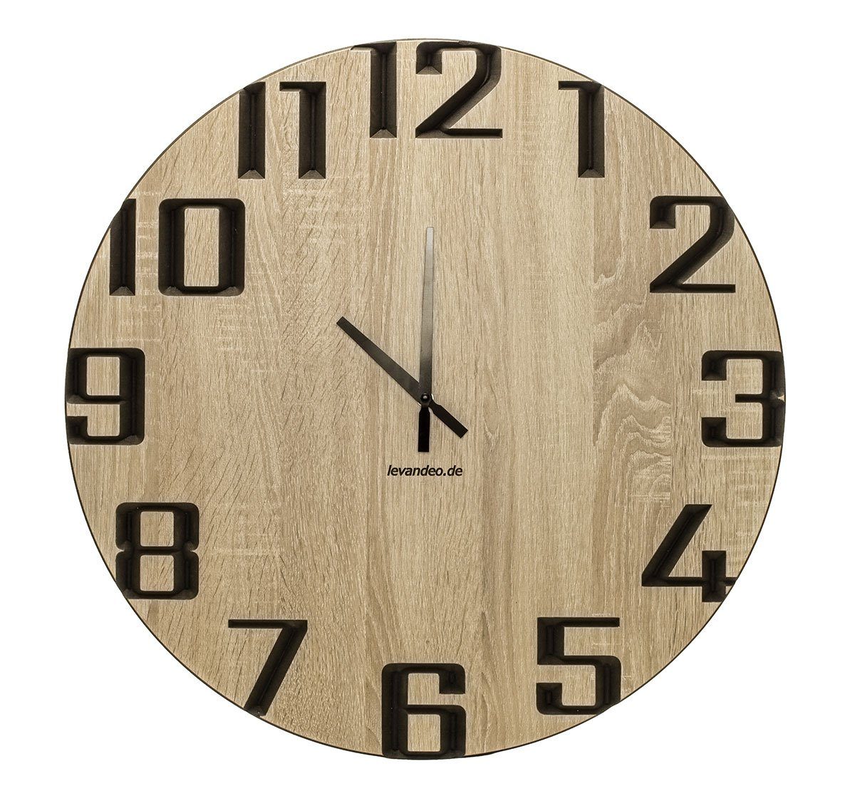 modern) Deutsche Holz (Wand-Uhr modern Eiche Sonoma Levandeo® Herstellung 60cm Eiche Wanduhr
