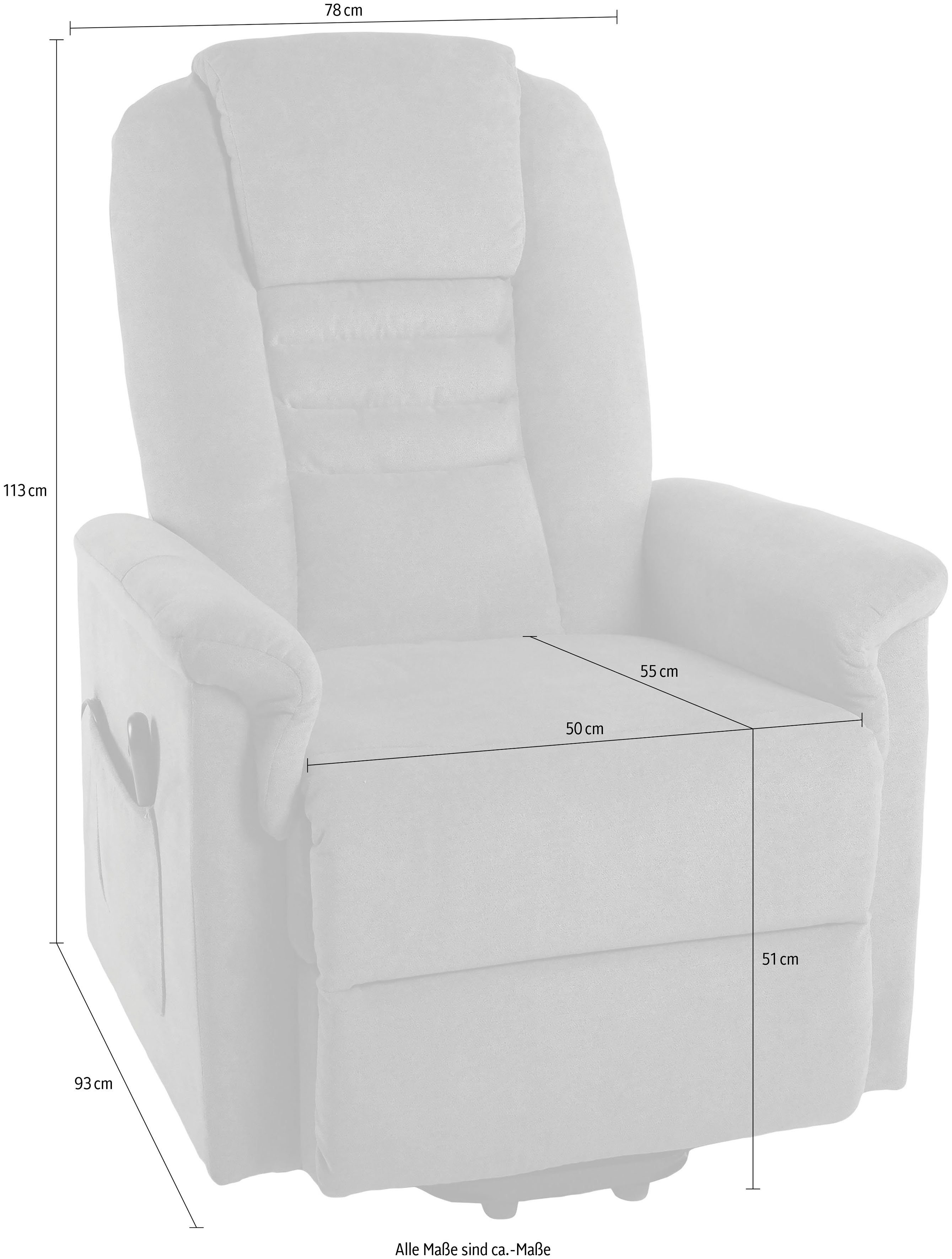 Duo Collection TV-Sessel Granada mit elektrischer Aufstehhilfe, Relaxfunktion und Taschenfederkern mit Stahlwellenunterfederung