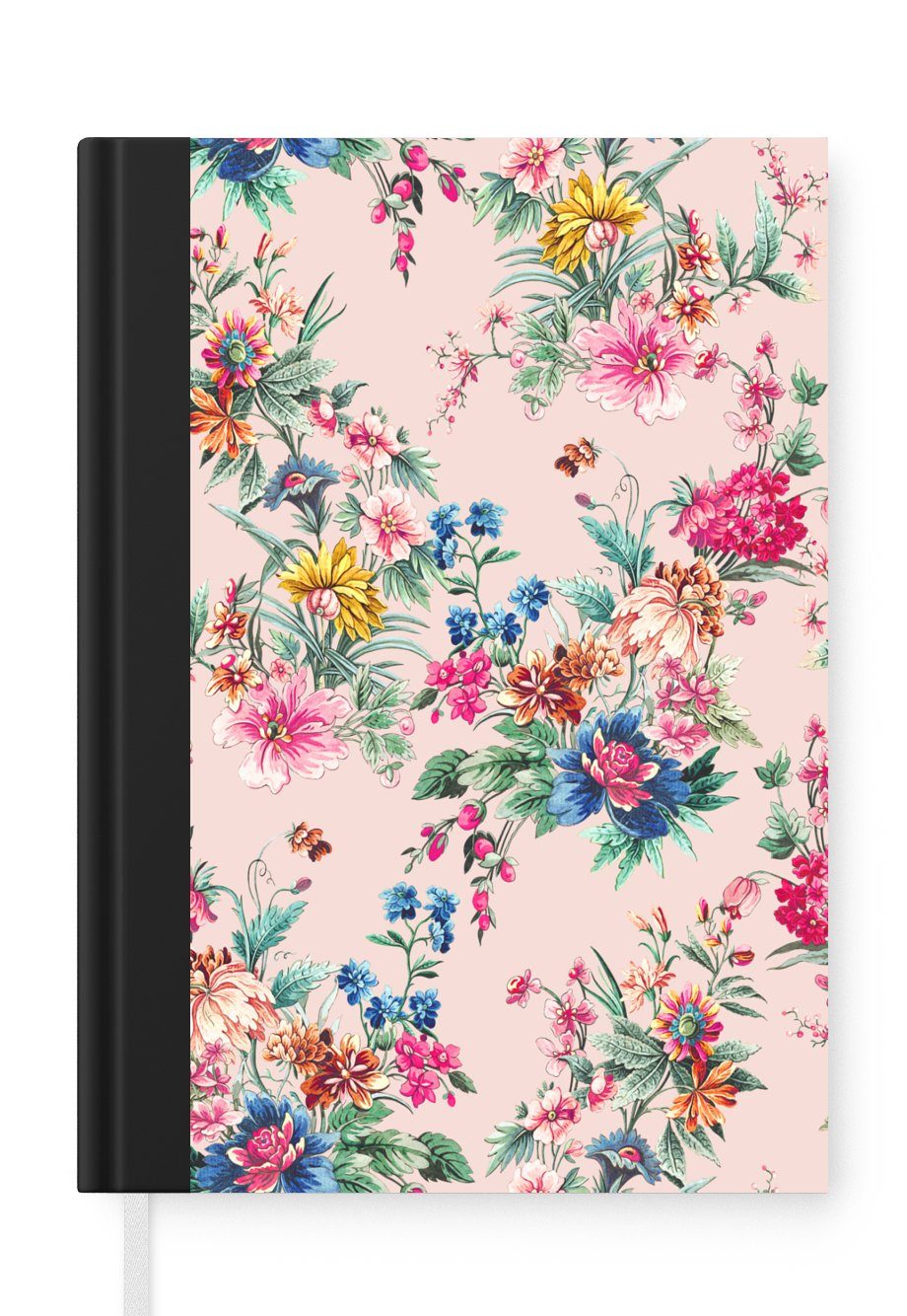 MuchoWow Notizbuch Blumen - Rosa Pastell, Merkzettel, Journal, Notizheft, Tagebuch, A5, 98 Seiten, Haushaltsbuch 