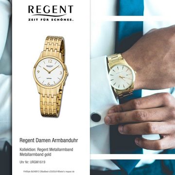 Regent Quarzuhr Regent Damen Uhr GM-1619 Metall Quarz, Damen Armbanduhr rund, klein (ca. 28mm), Metallarmband