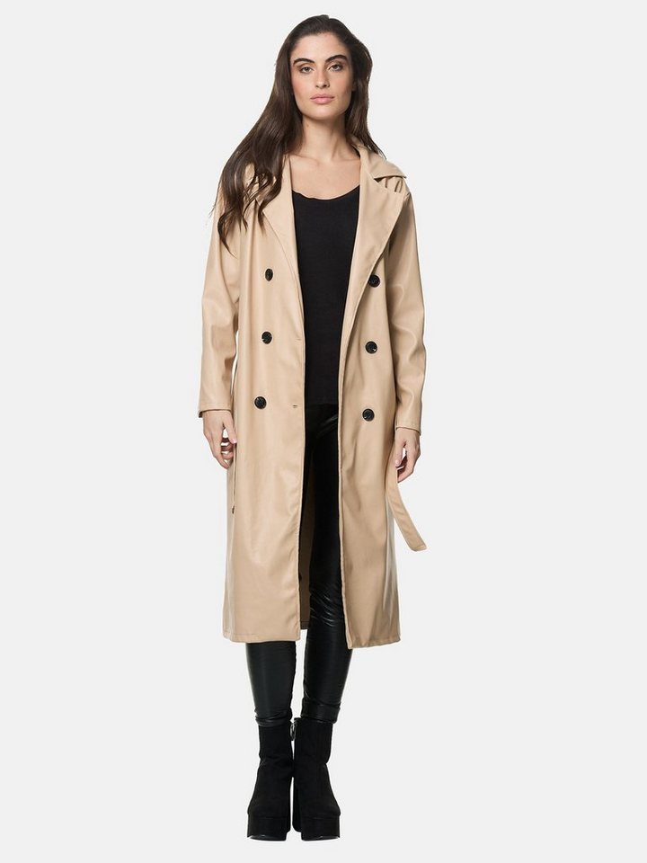 Lederimitat mantel damen beige Clearance