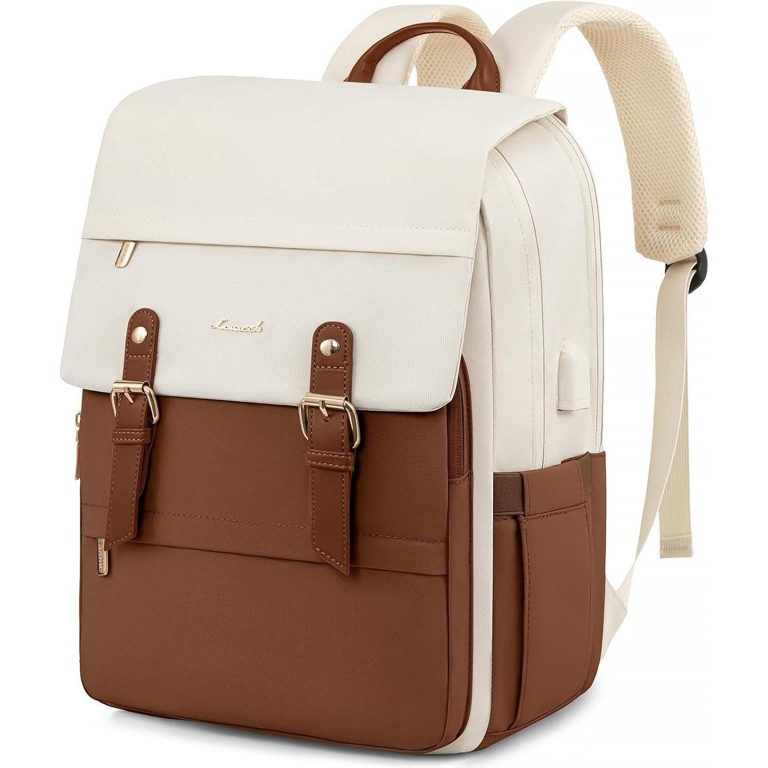 Laptoprucksack Damen Laptop Rucksack Braun Wasserdicht 15,6 Zoll Uni Reise Arbeit
