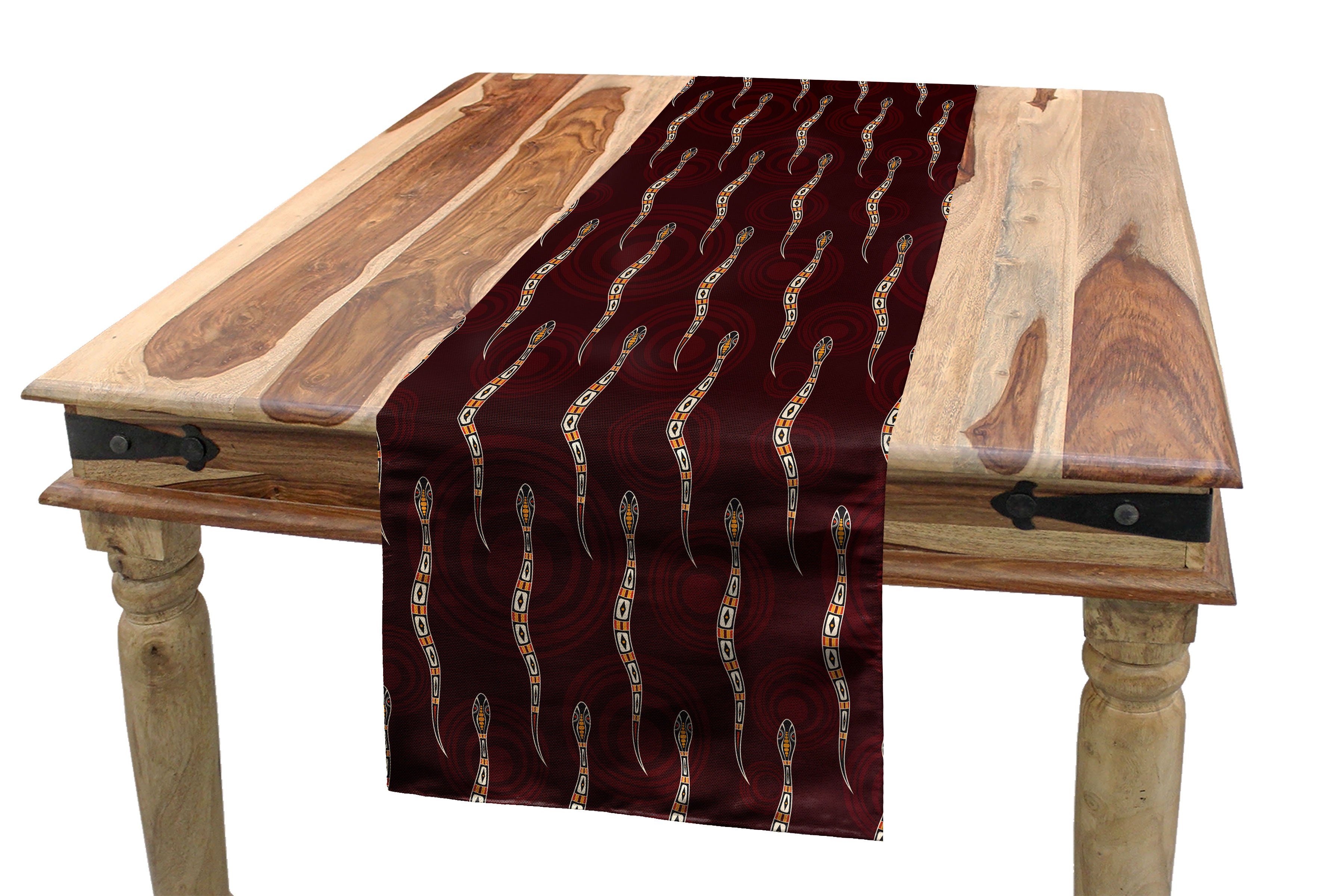 Abakuhaus Tischläufer Esszimmer Küche Rechteckiger Dekorativer Tischläufer, Aboriginal abstrakte Schlangen | Tischläufer