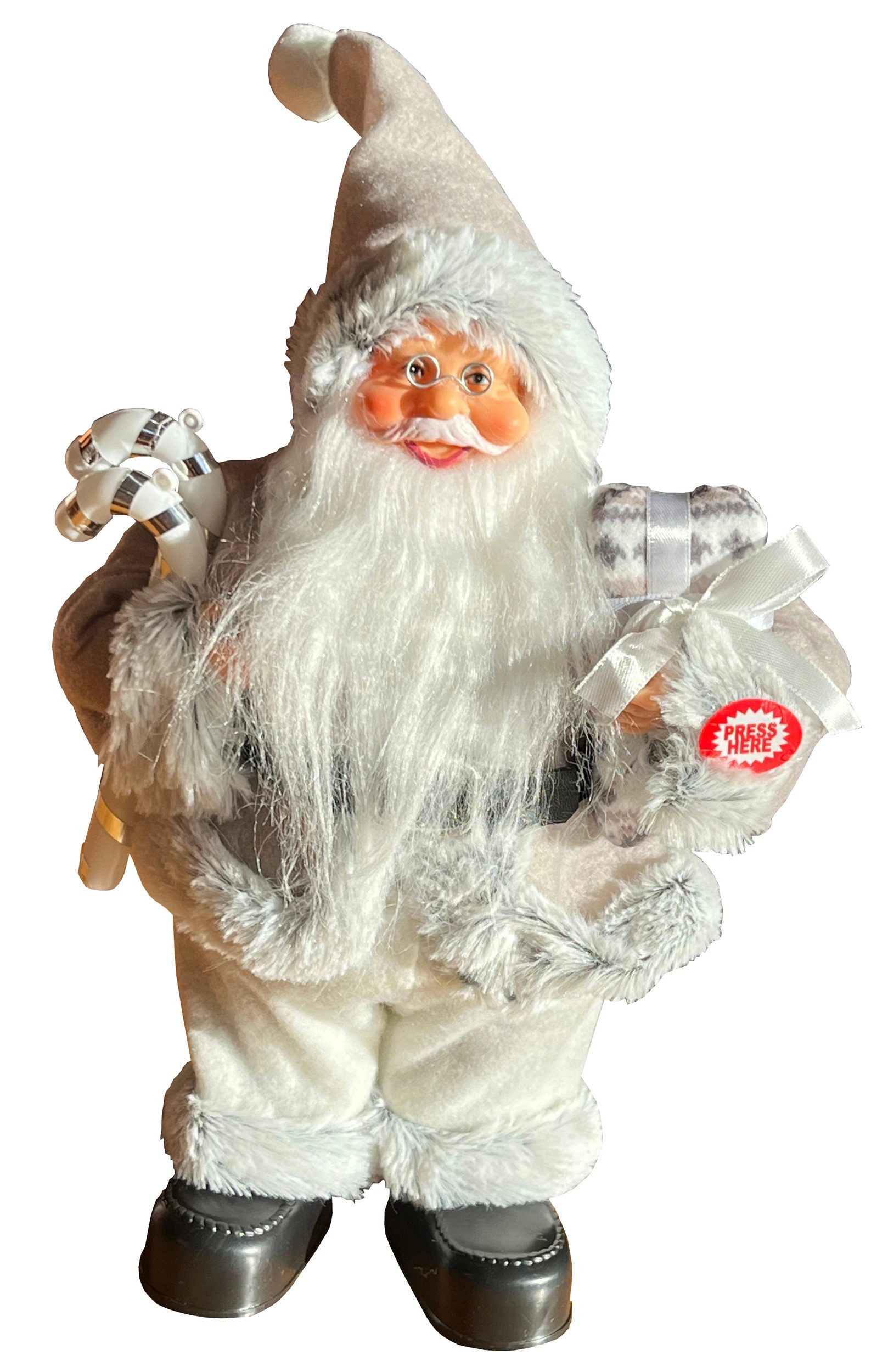 foolonli Weihnachtsmann Weihnachtsmann Santa Clause grau tanzend singend 30cm Christmas Advent