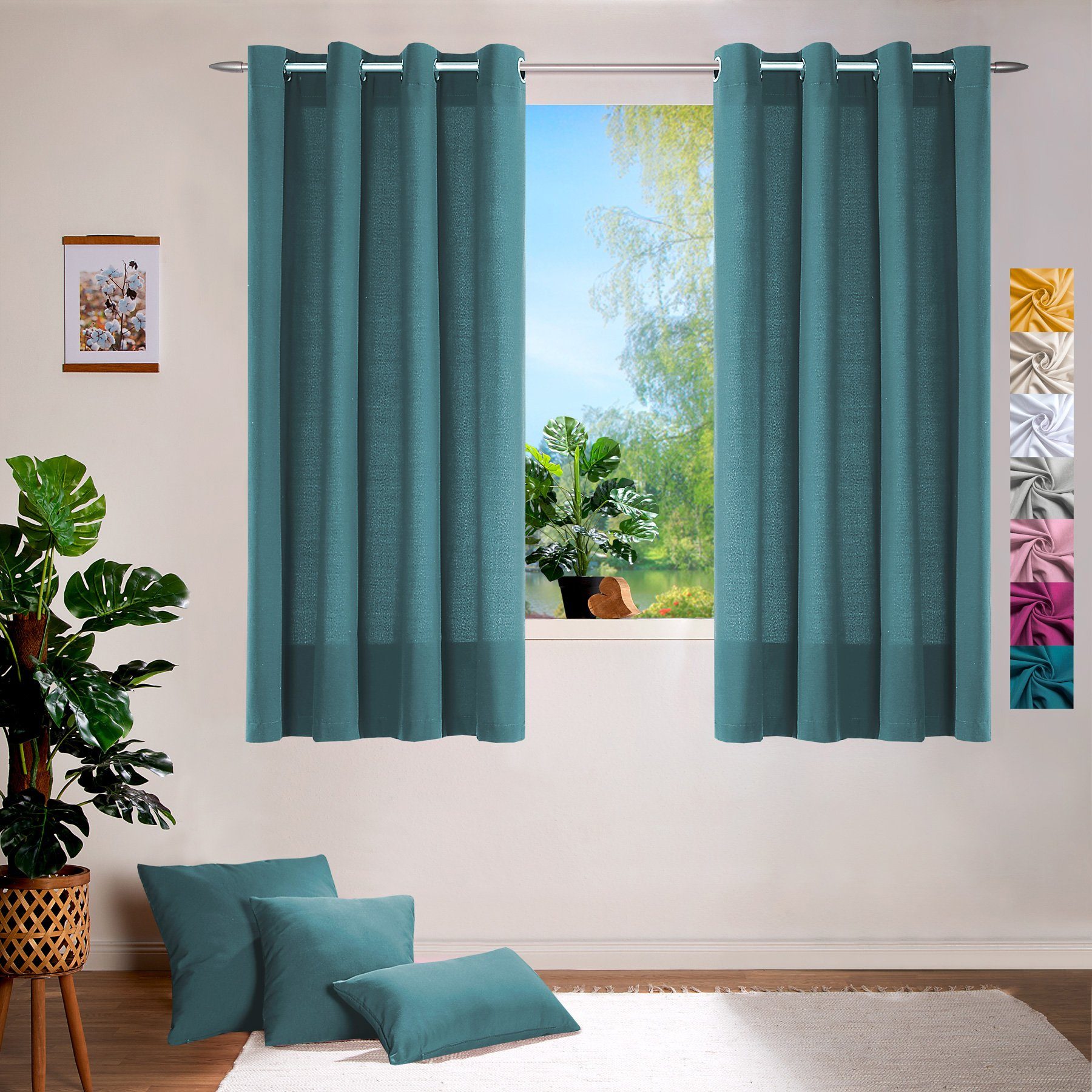 heimtexland Vorhang heimtexland ® Deko Vorhang Baumwolle Dekoschal Blickdicht Einfarbig (1 St), Ösen, blickdicht, Baumwoll-Gemisch, blickdicht