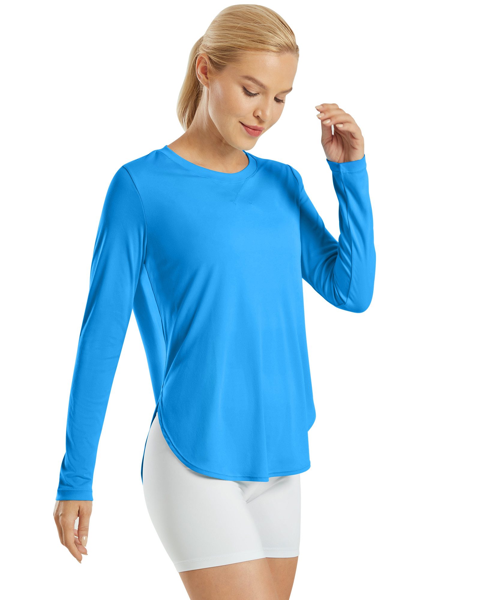 G4Free Langarmshirt Damen Langarmshirt UPF 50+ Atmungsaktiv Trainingsshirt UPF 50+ UV-Schutz,Schnelltrocknend,Atmungsaktiv, Hohe Seitenschlitze