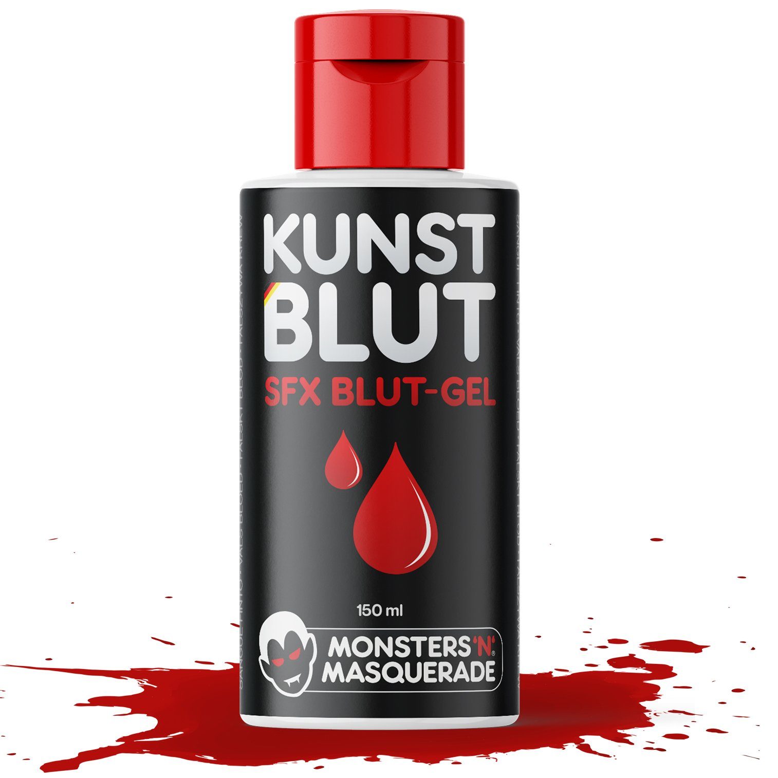 Monsters'n'Masquerade Kostüm Profi Kunstblut 150ml, SFX Blut-Gel, Made in Germany, Theaterblut für Halloween, Karneval, Fasching & Co