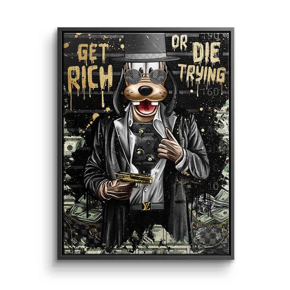 comic rich Rahmen art limited DOTCOMCANVAS® Leinwandbild, Gangster get Lucky schwarzer Leinwandbild or pop - Goofy