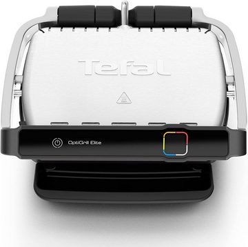 Tefal Kontaktgrill Elite, 2000 W, Elektrischer OptiGrill+ Snacking & Baking Backschale + Rezeptbuch, Indoor Elektro Grill, 12 automatische Programme, Intuitiver Sensor, Touch Display