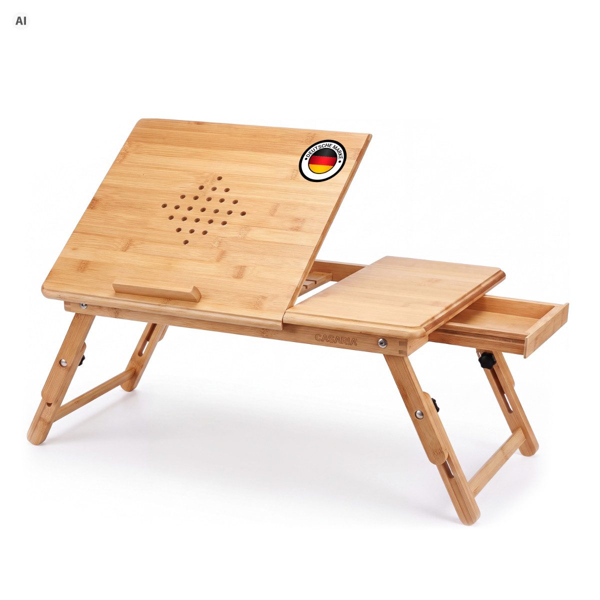 Casaria Laptoptisch (1-St), Höhenverstellbar Klappbar Schublade Neigbar Betttisch Bett Couch Sofa