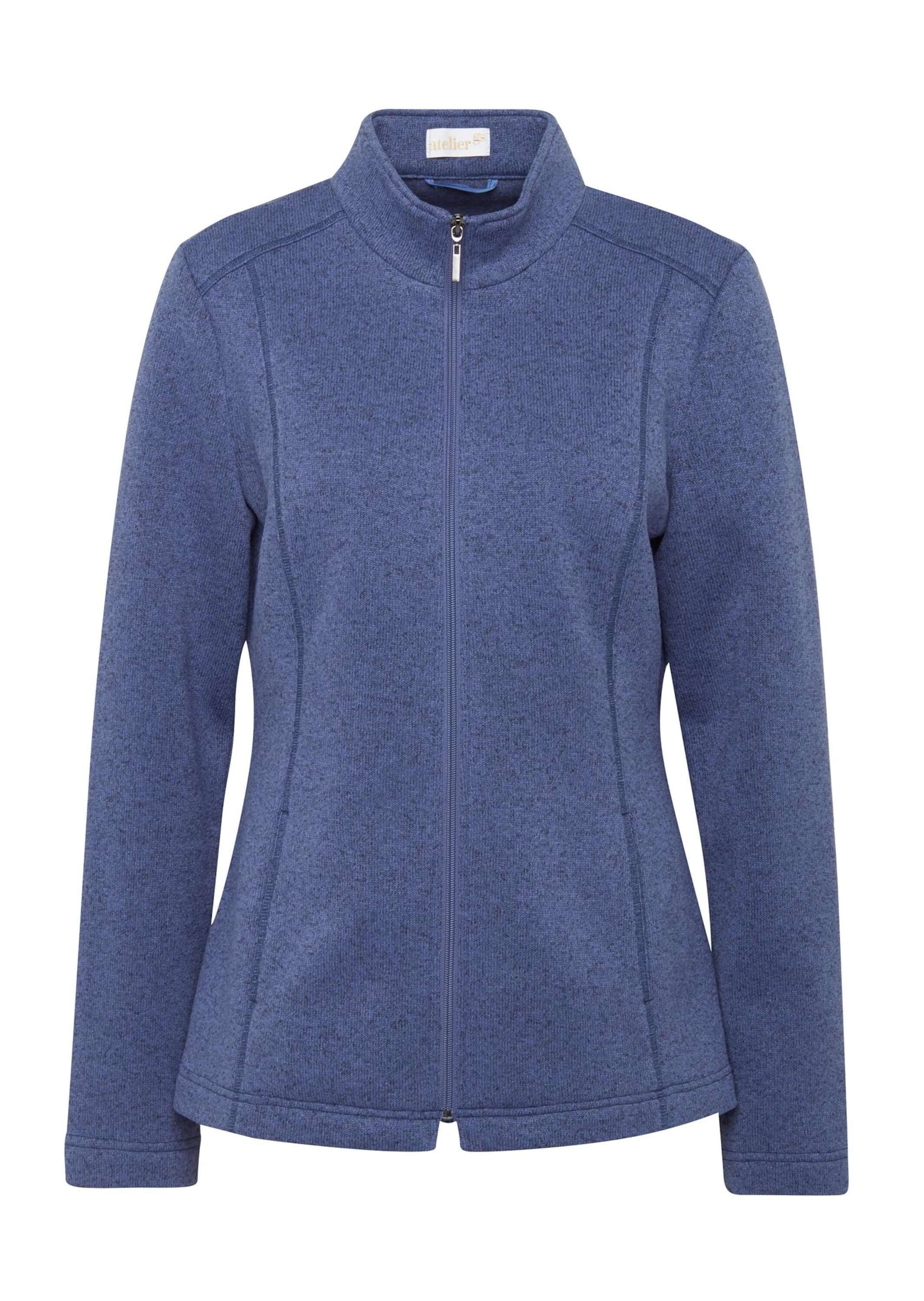 GOLDNER Fleecejacke Kurzgröße: Strickfleece-Jacke schieferblau Kuschelweiche melange 