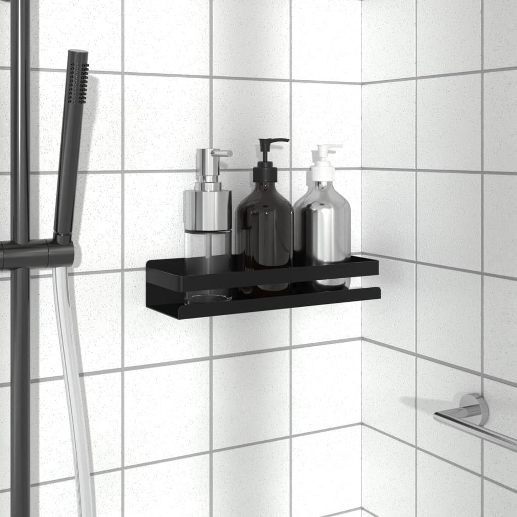 vidaXL Regal Duschablage Mattschwarz 30x10x6 cm Gebürsteter Edelstahl 304, 1-tlg. – Bild 2 von 5