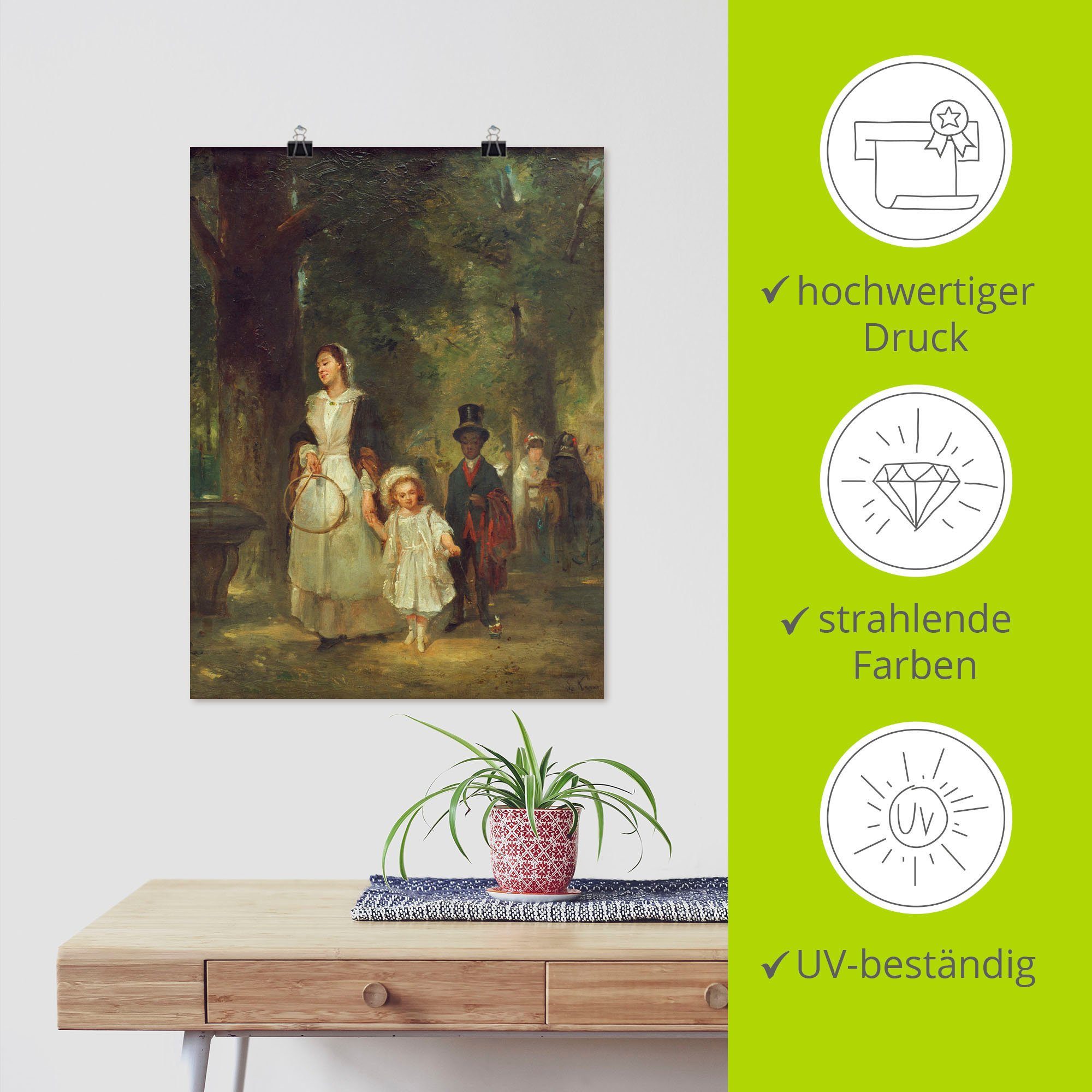 St), oder Leinwandbild, Familien Poster Wandbild Alubild, Größen in versch. & Tuileriengarten, Gruppen im als Wandaufkleber Spaziergang (1 Artland