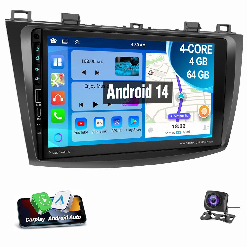 Für Mazda 3 BL 2010-2013 Android 14 Mit USB Type-C Apple Carplay Autoradio