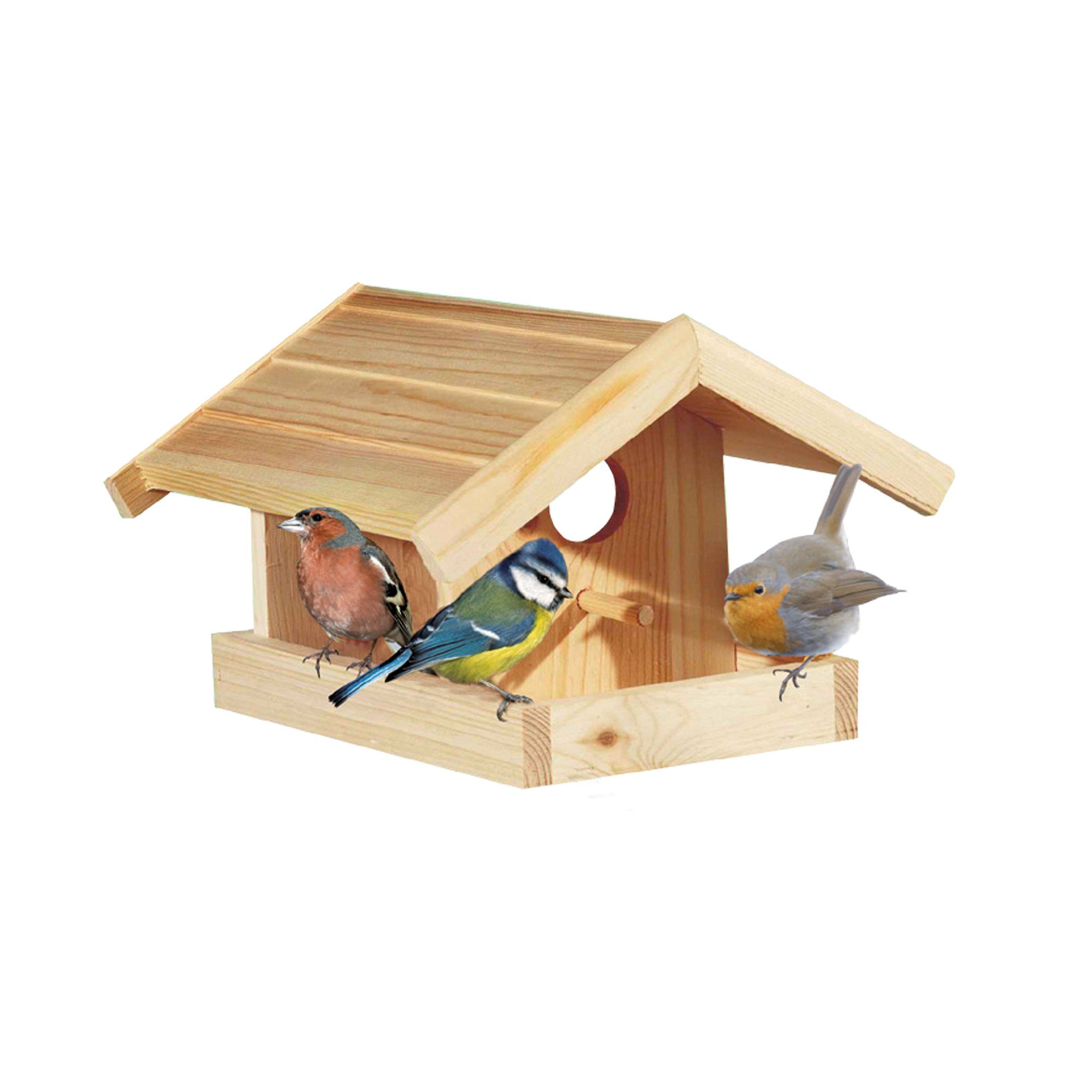 ELMATO Futterhaus Elmato 10182 Futterhaus Meise Futterstelle Naturholz, 28x15x20cm