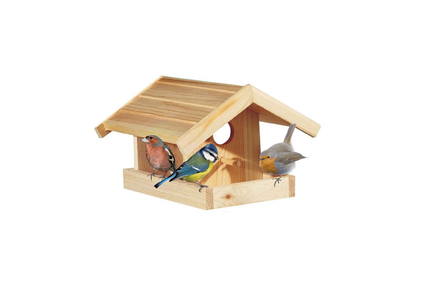ELMATO Futterhaus Elmato 10182 Futterhaus Meise Futterstelle Naturholz, 28x15x20cm